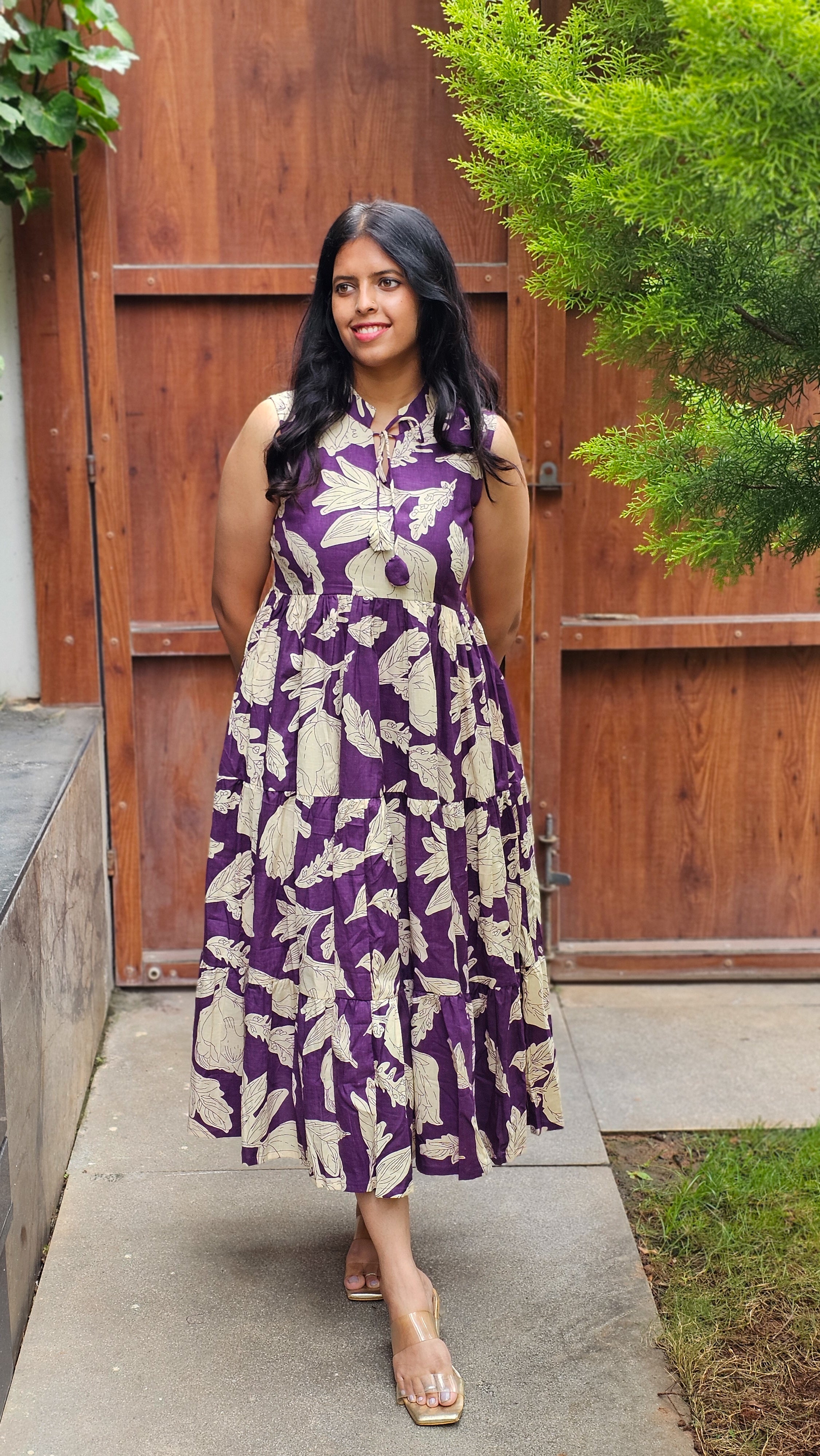 Sansa - Purple 3 Tier Cotton Dress