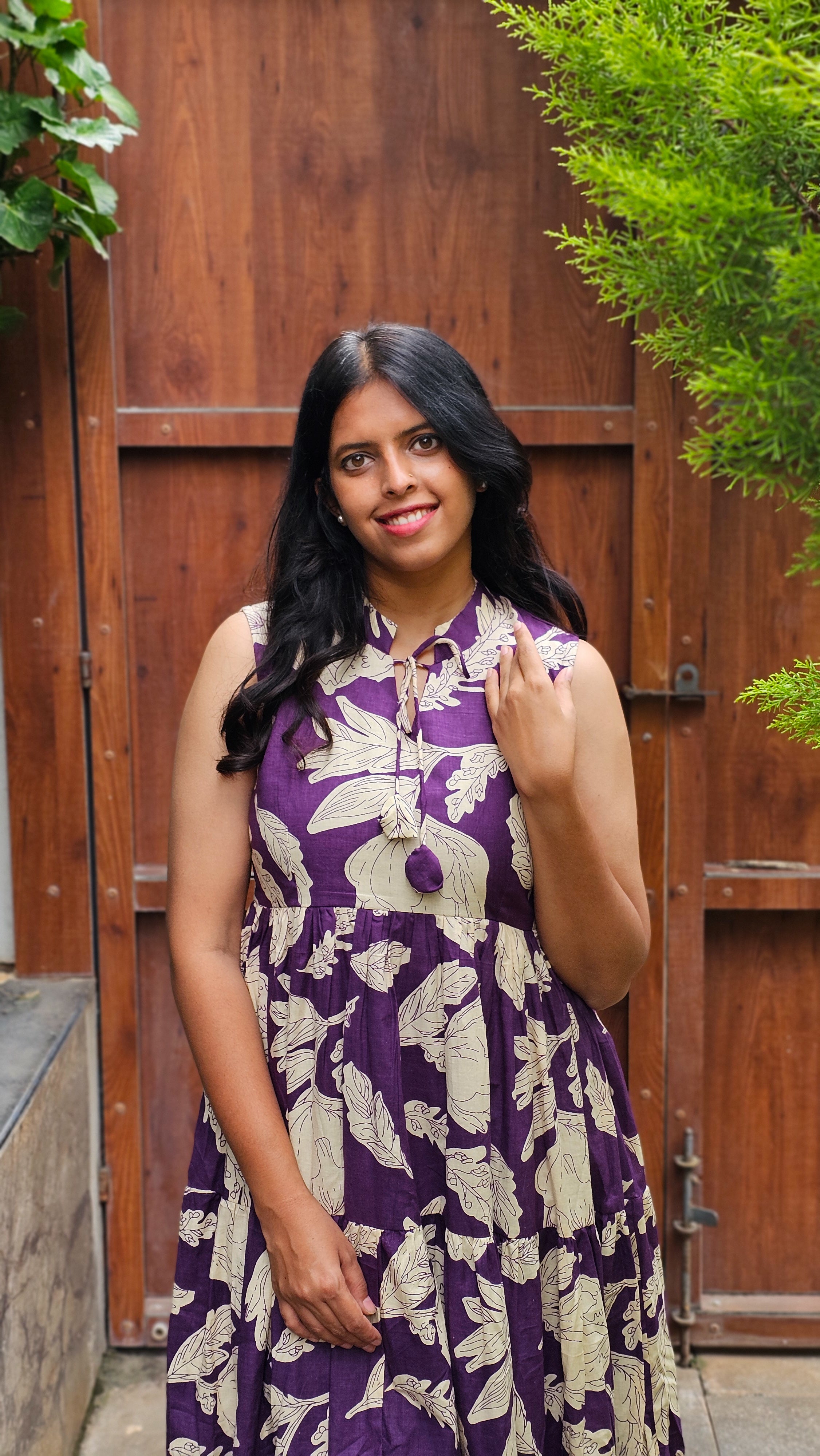 Sansa - Purple 3 Tier Cotton Dress