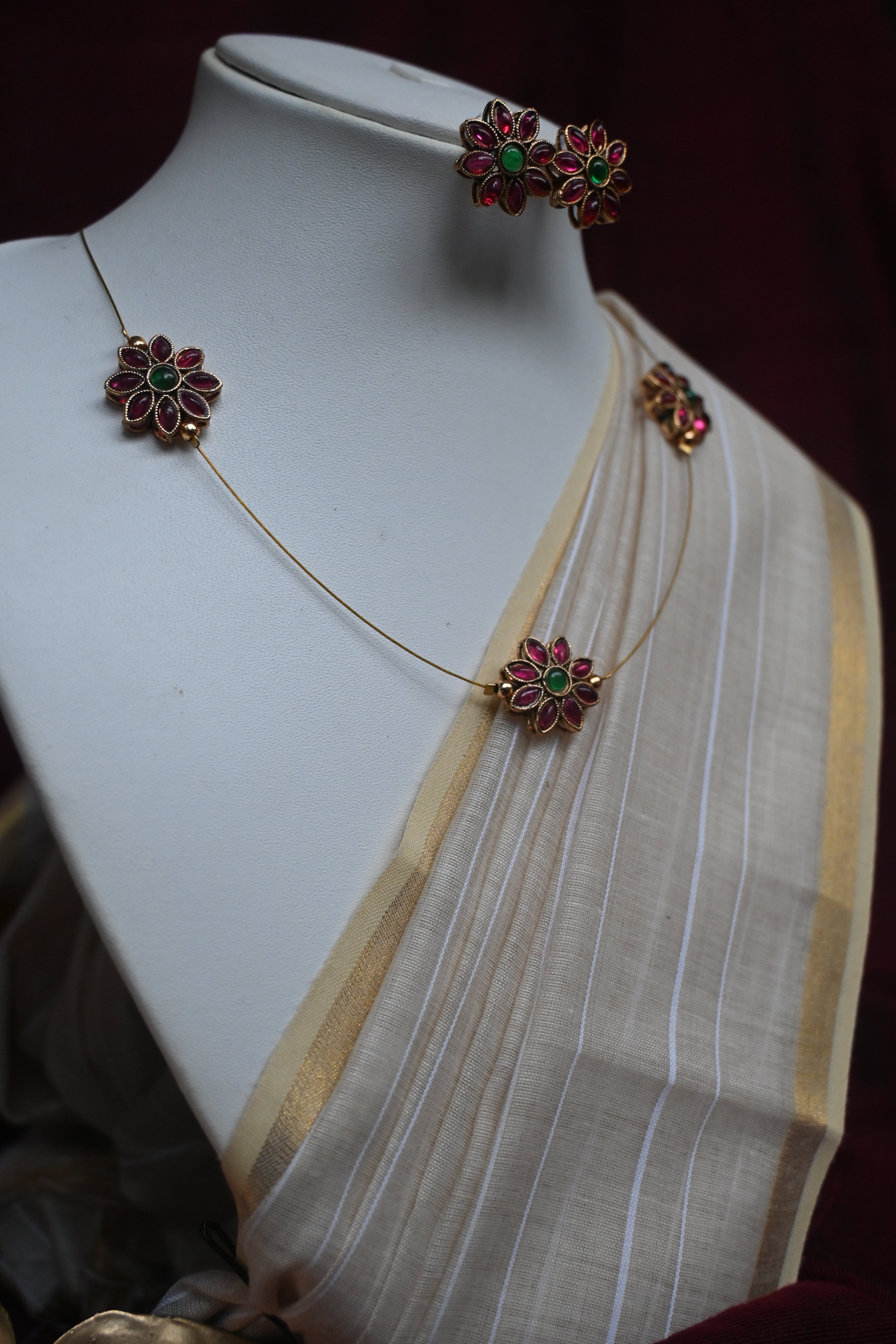 Kumudini - Invisible Floral Kundan Set