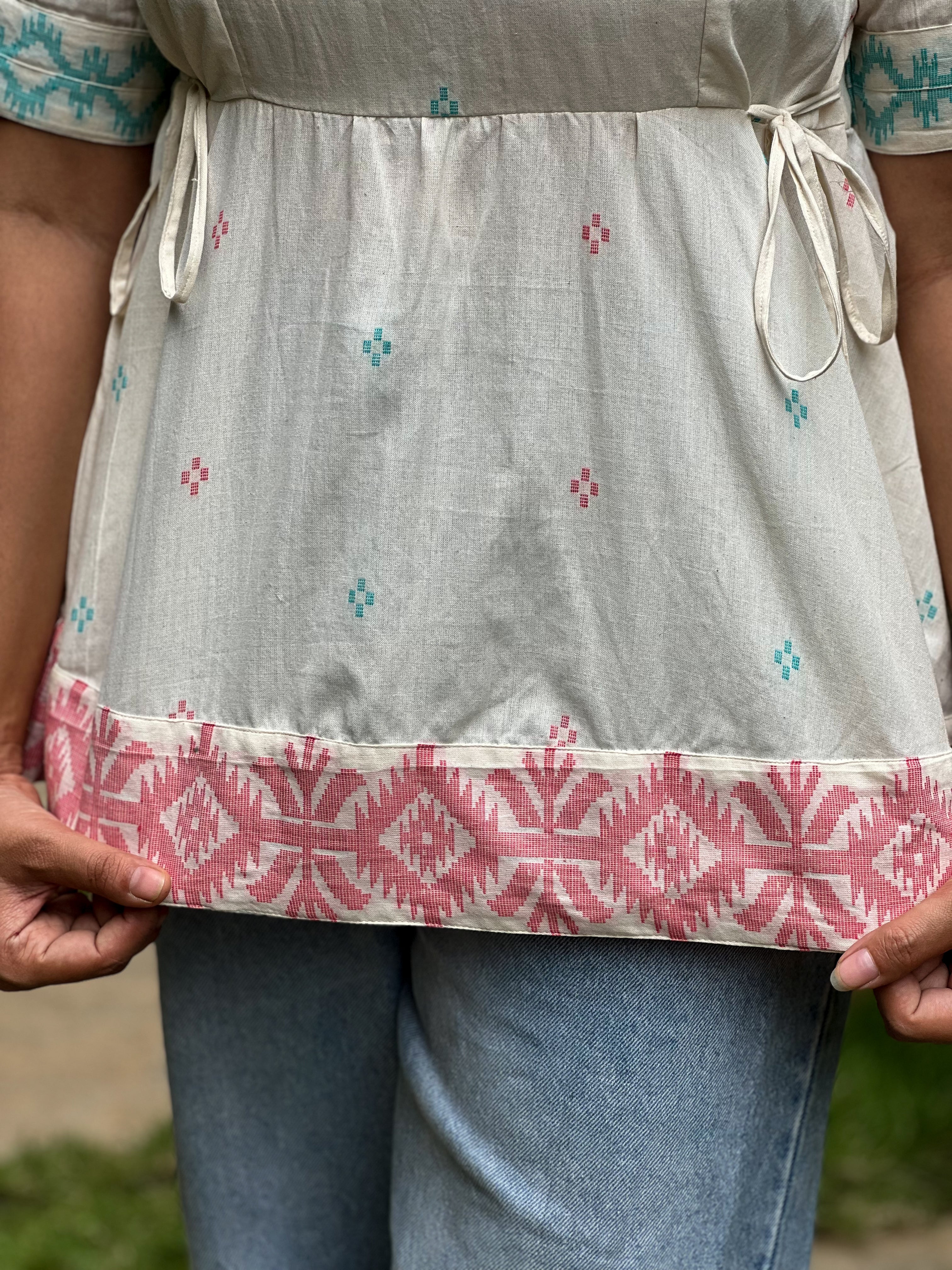 Polar Queen - Off White Jamdani Cotton Top