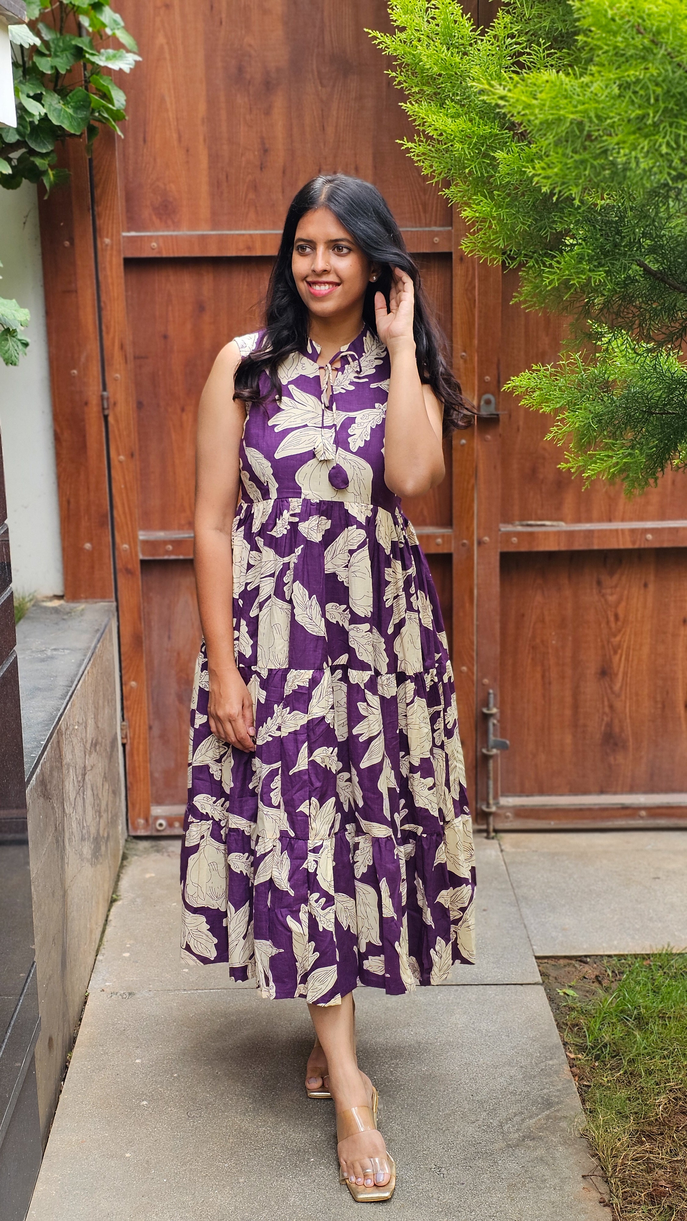 Sansa - Purple 3 Tier Cotton Dress