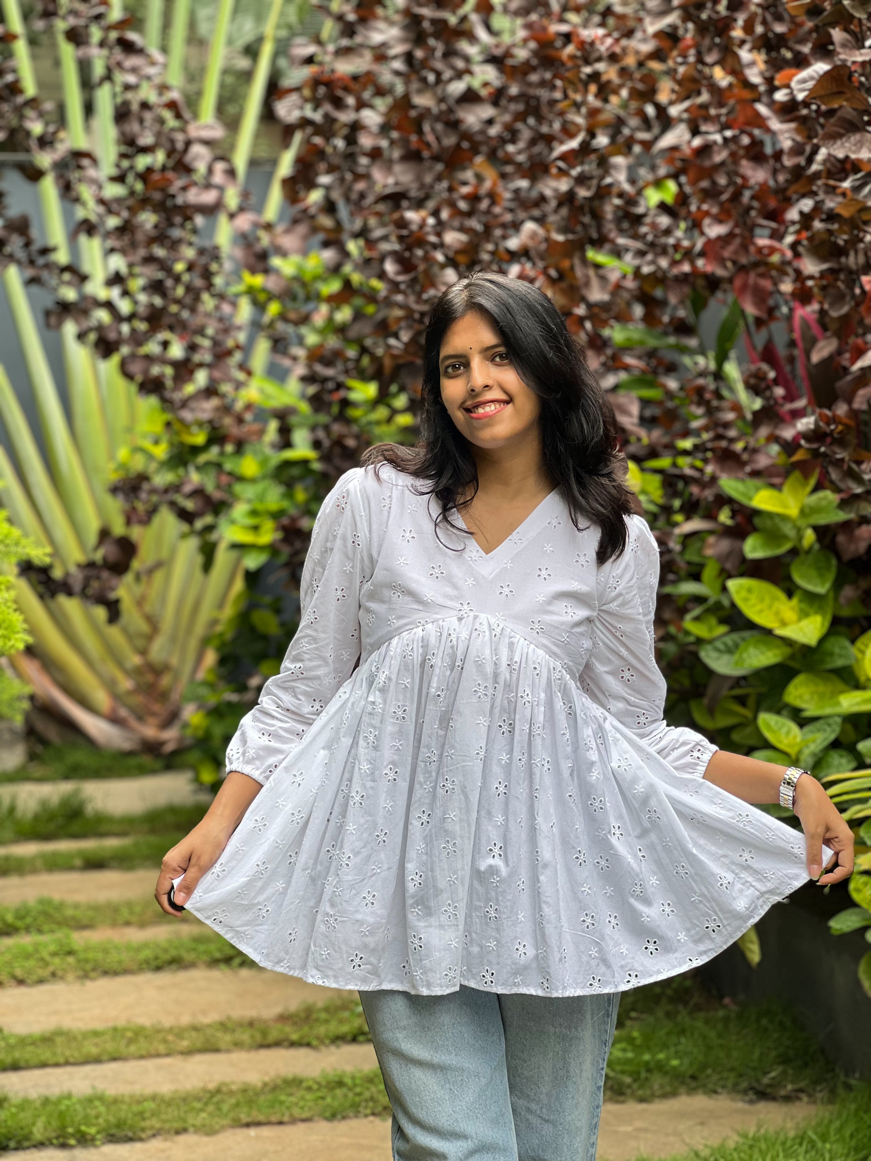 Laila - white Cotton Hakoba Top