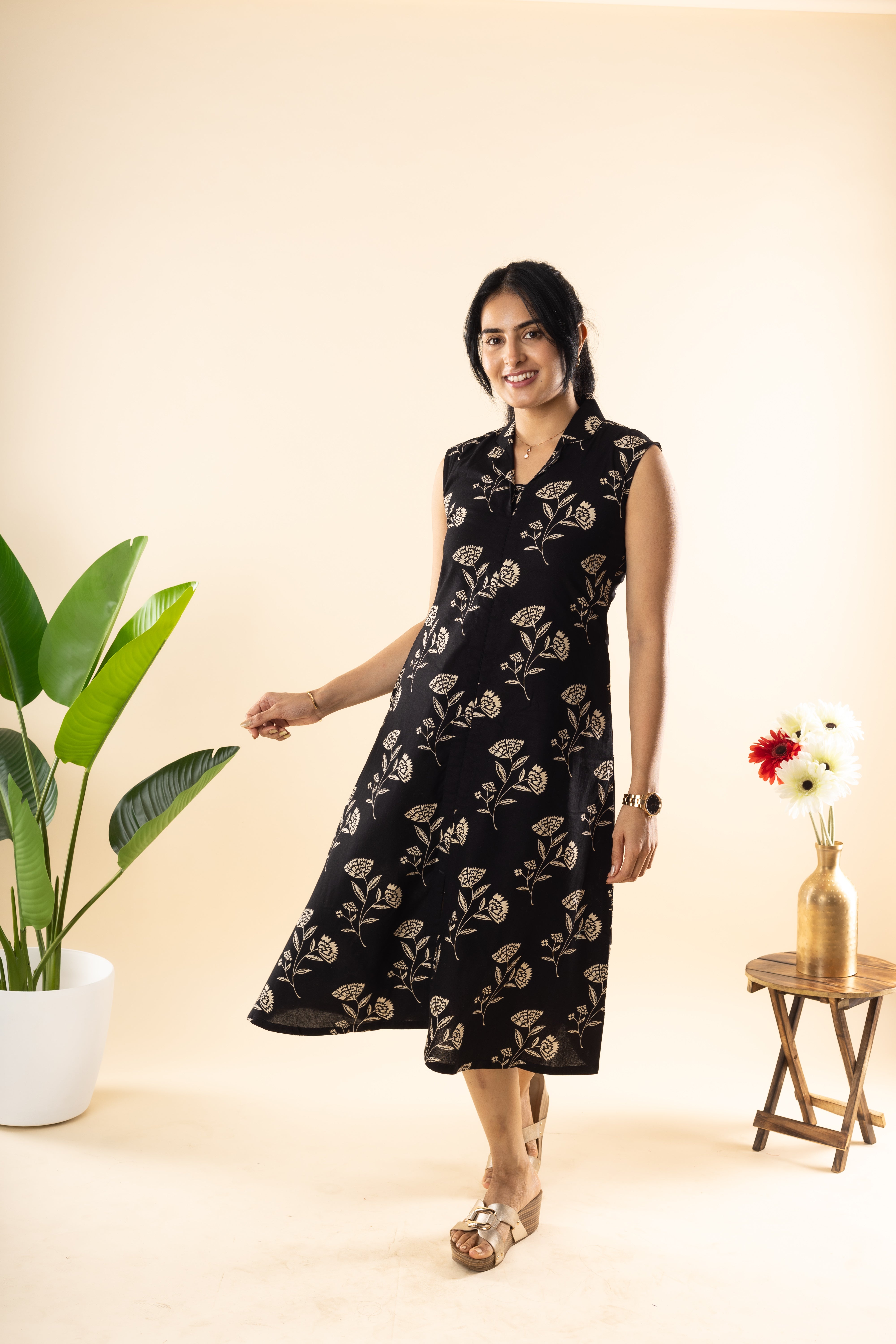 Beyond Stars - Black Flex Cotton Dress