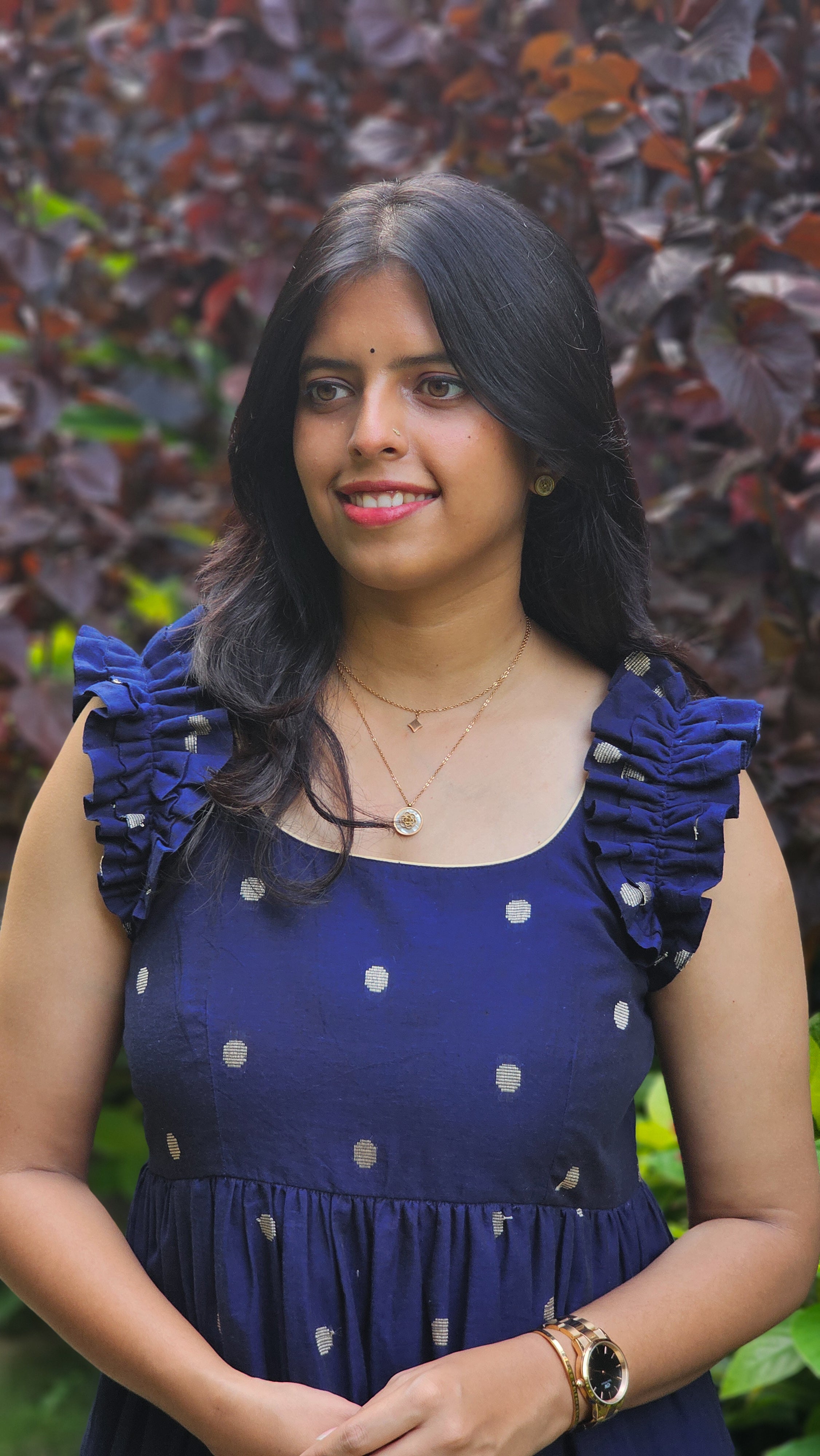 Mayavi - Blue 3-Tier Handloom Cotton Dress