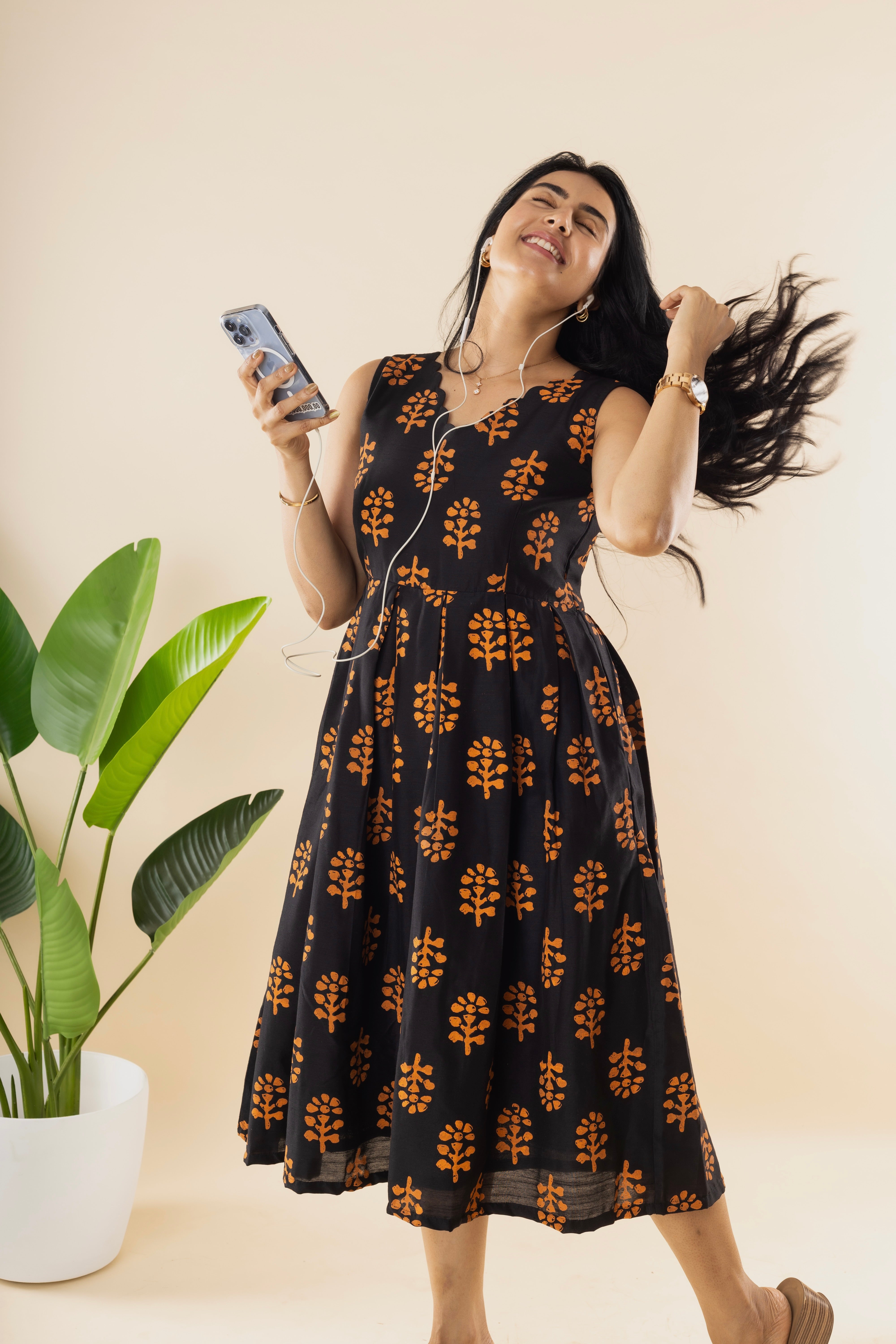 Gorgeous - Black Batik Print Dress