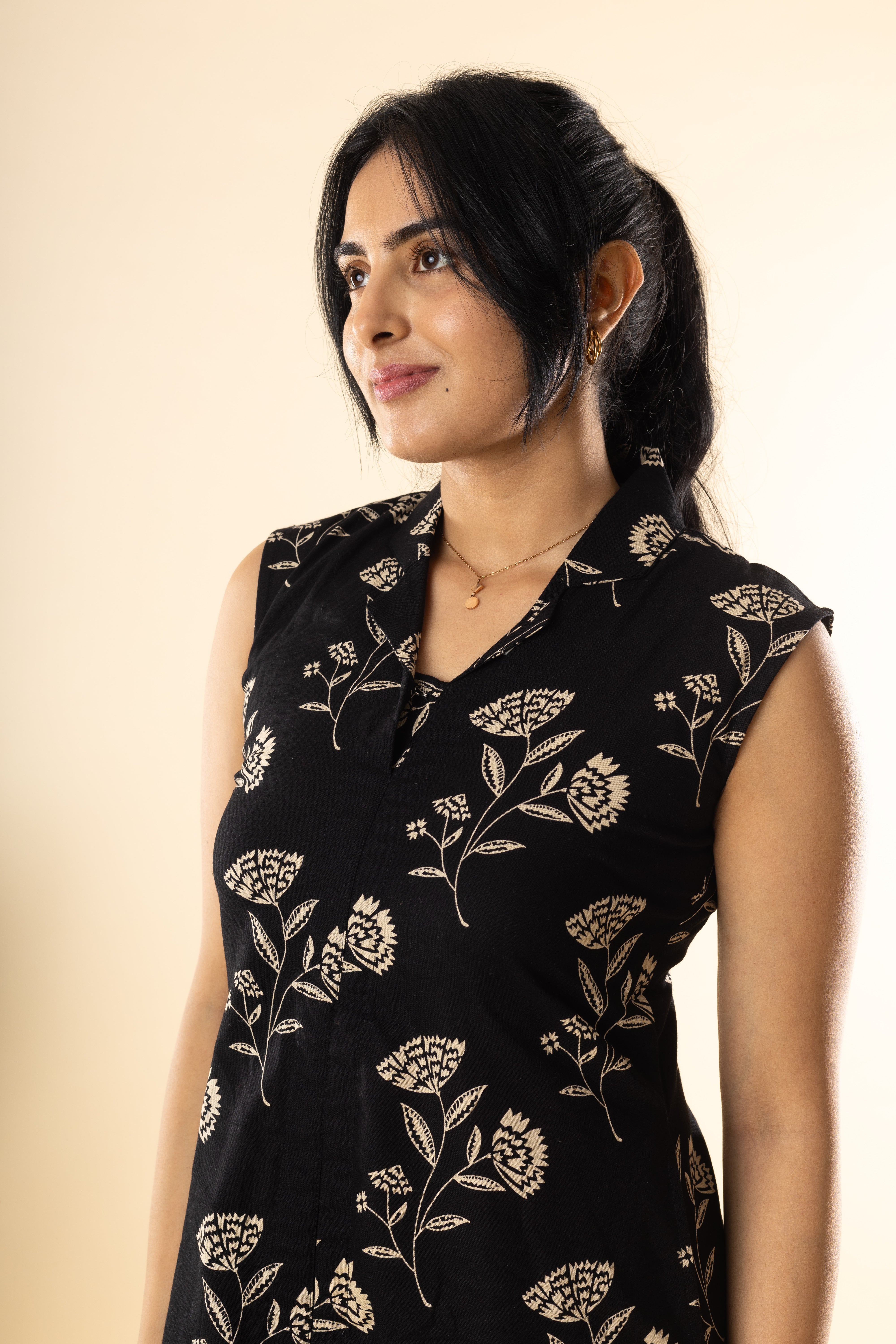 Beyond Stars - Black Flex Cotton Dress