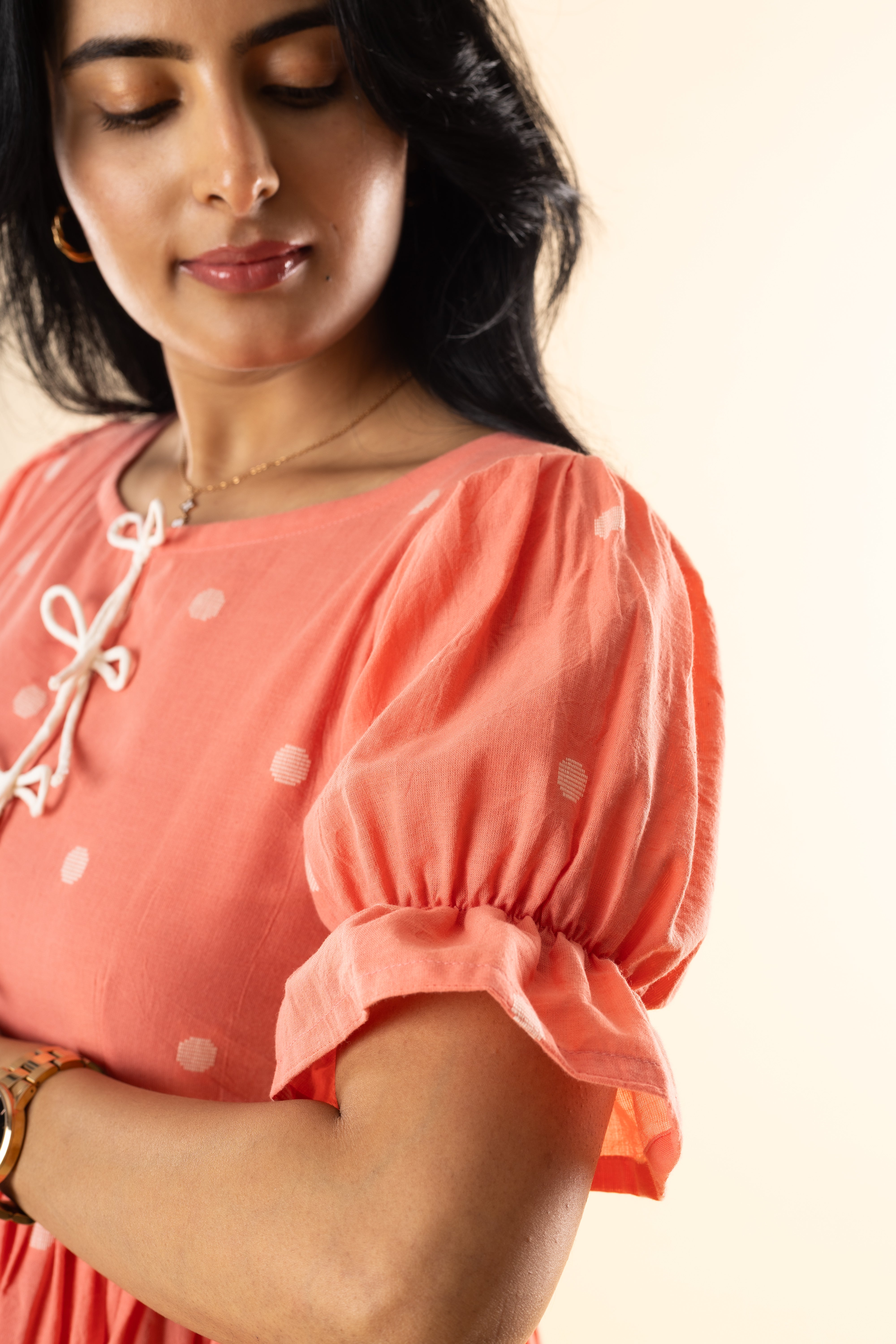 Berry Girl - Orange Handloom Cotton Dress
