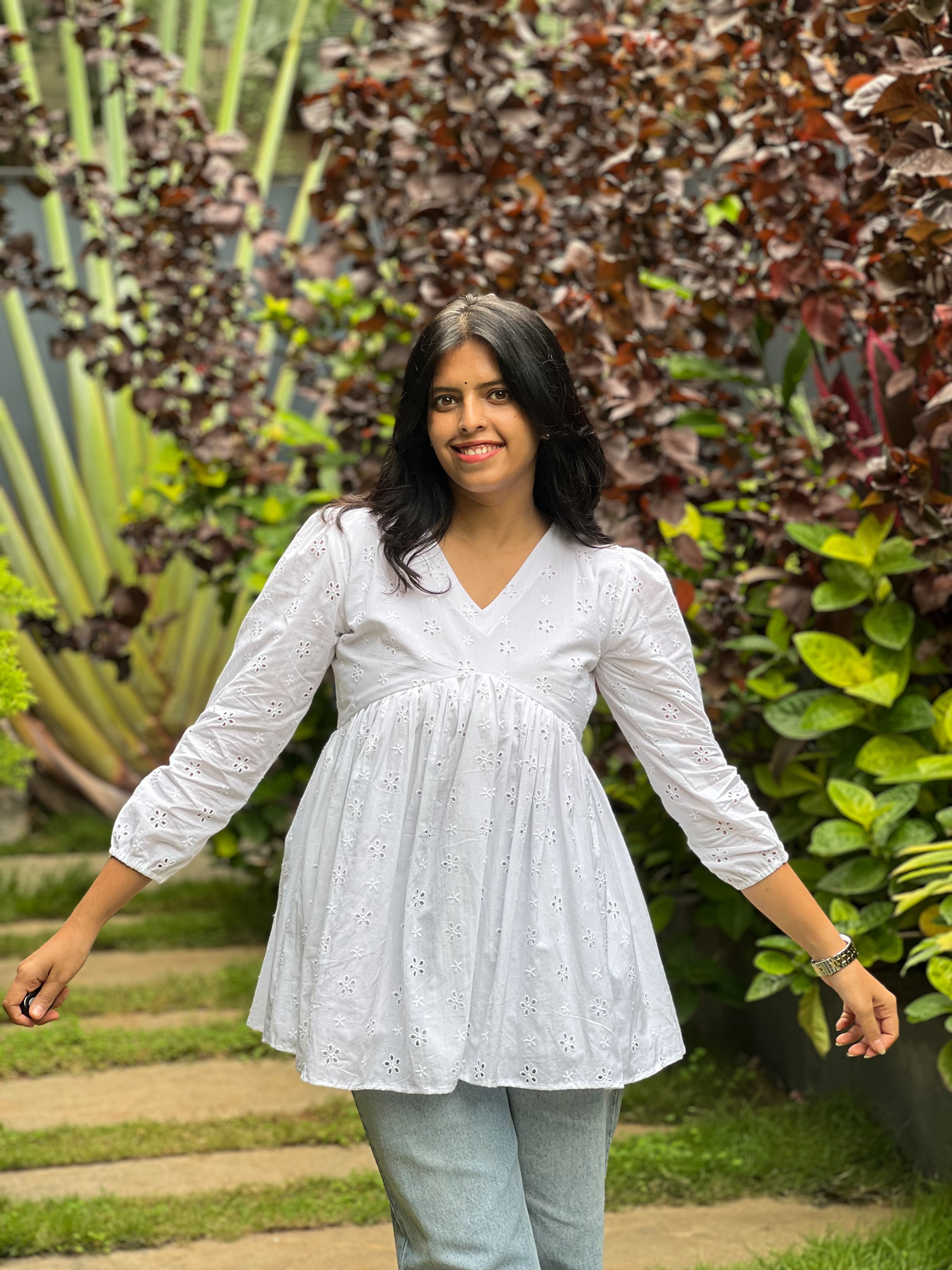 Laila - white Cotton Hakoba Top