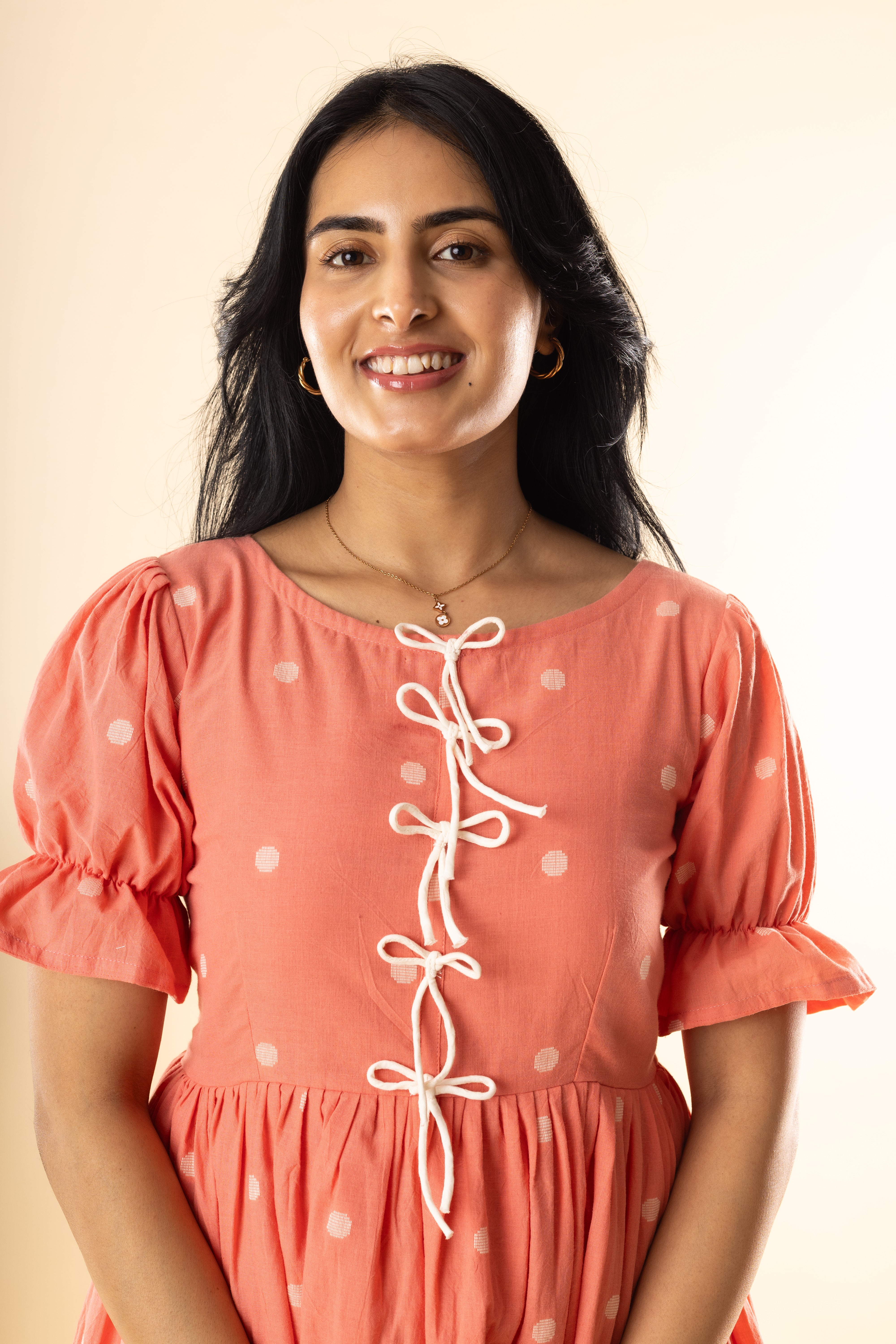 Berry Girl - Orange Handloom Cotton Dress