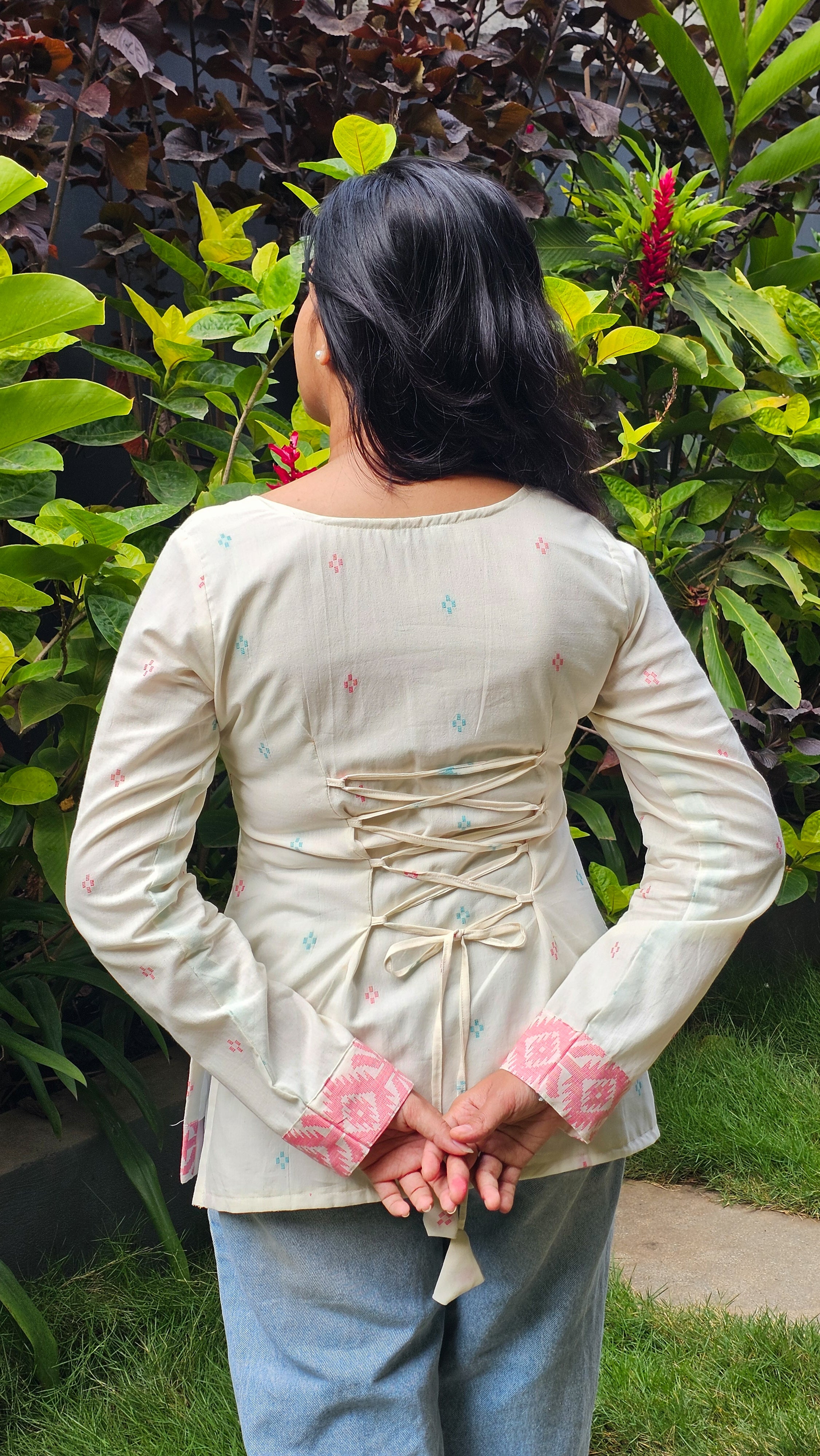 Kadali - Off-White Jamdani Cotton Top