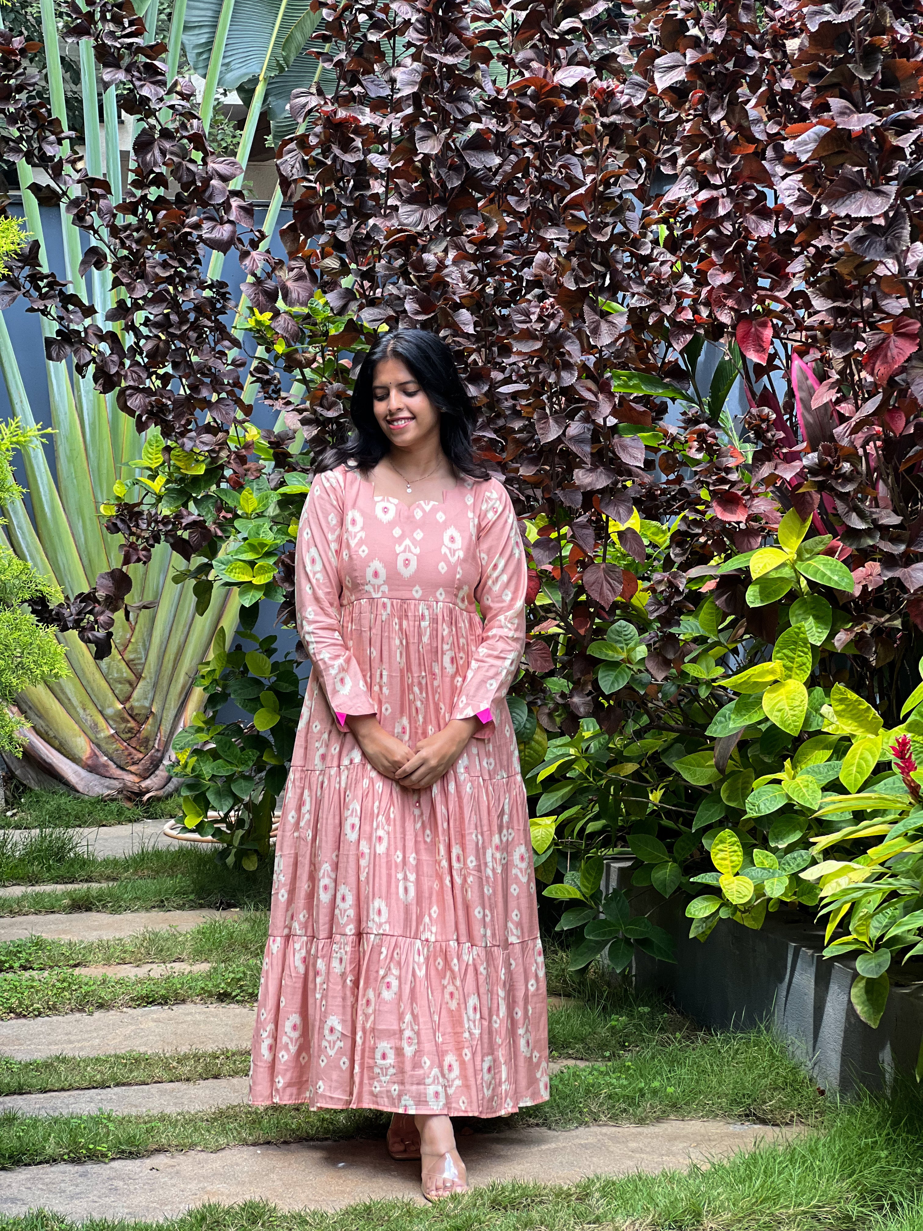 Noble Lady - Pink Semi Silk 3-Tier Dress