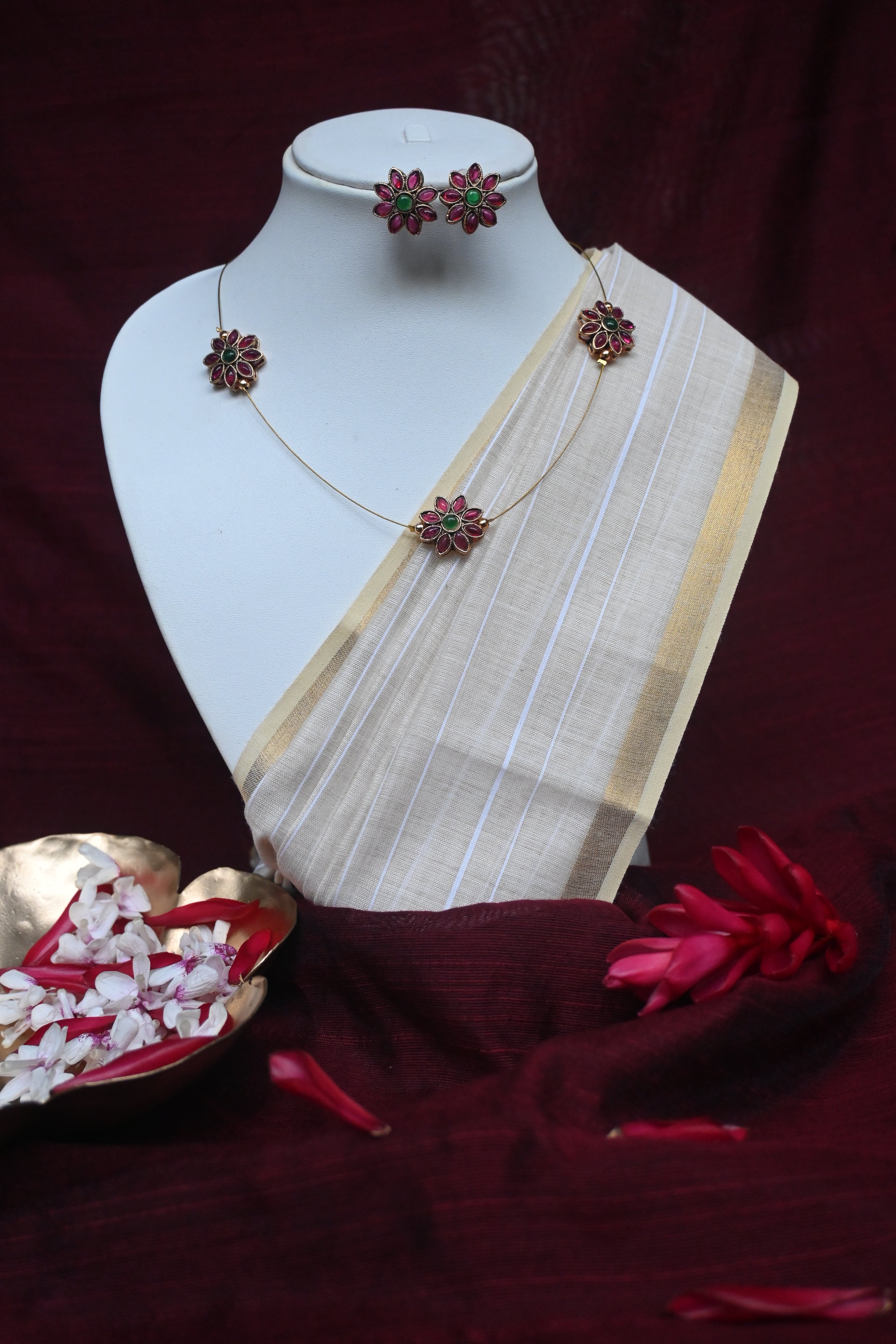 Kumudini - Invisible Floral Kundan Set