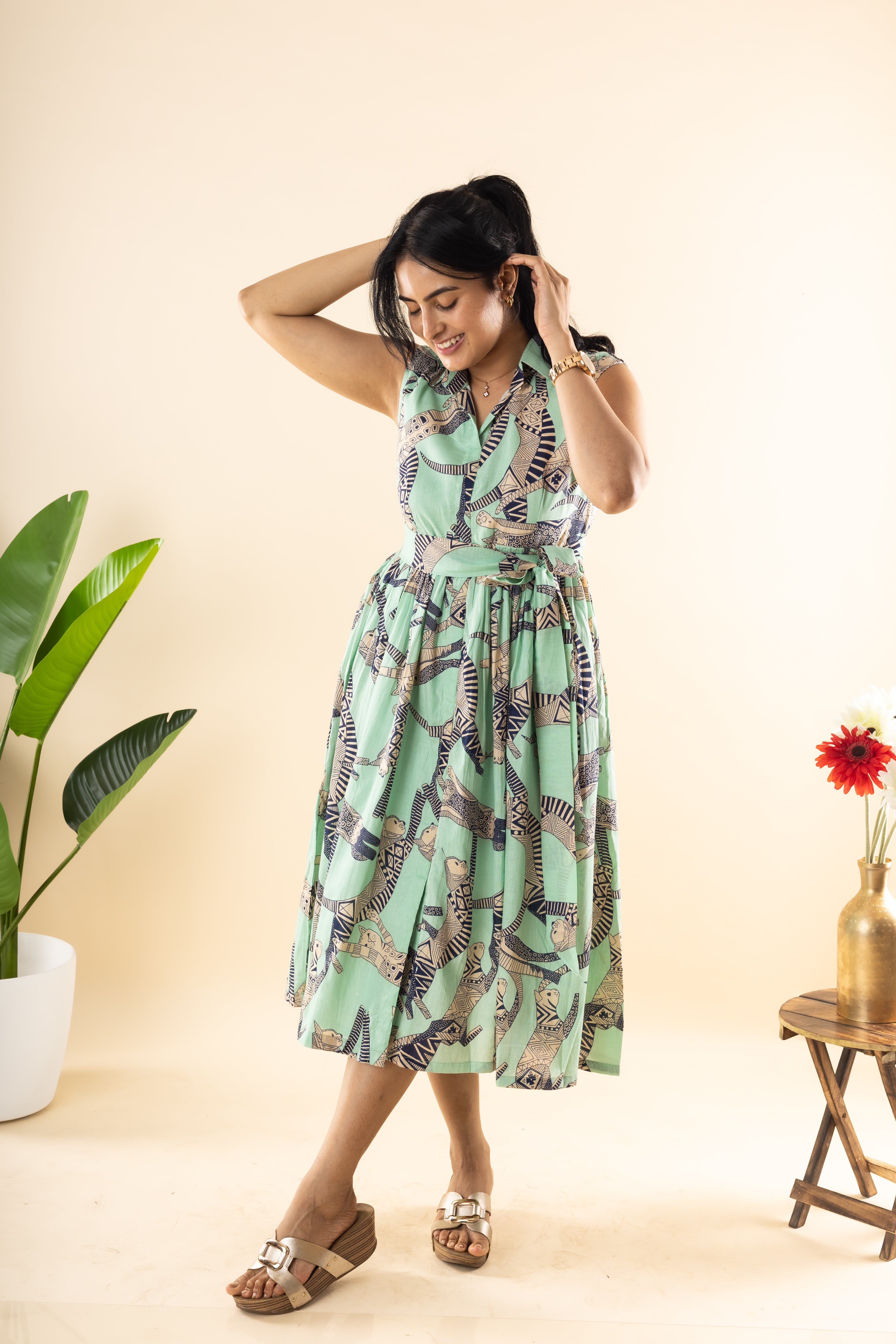 Kitten's Joy - Turquoise Blue Cotton Dress