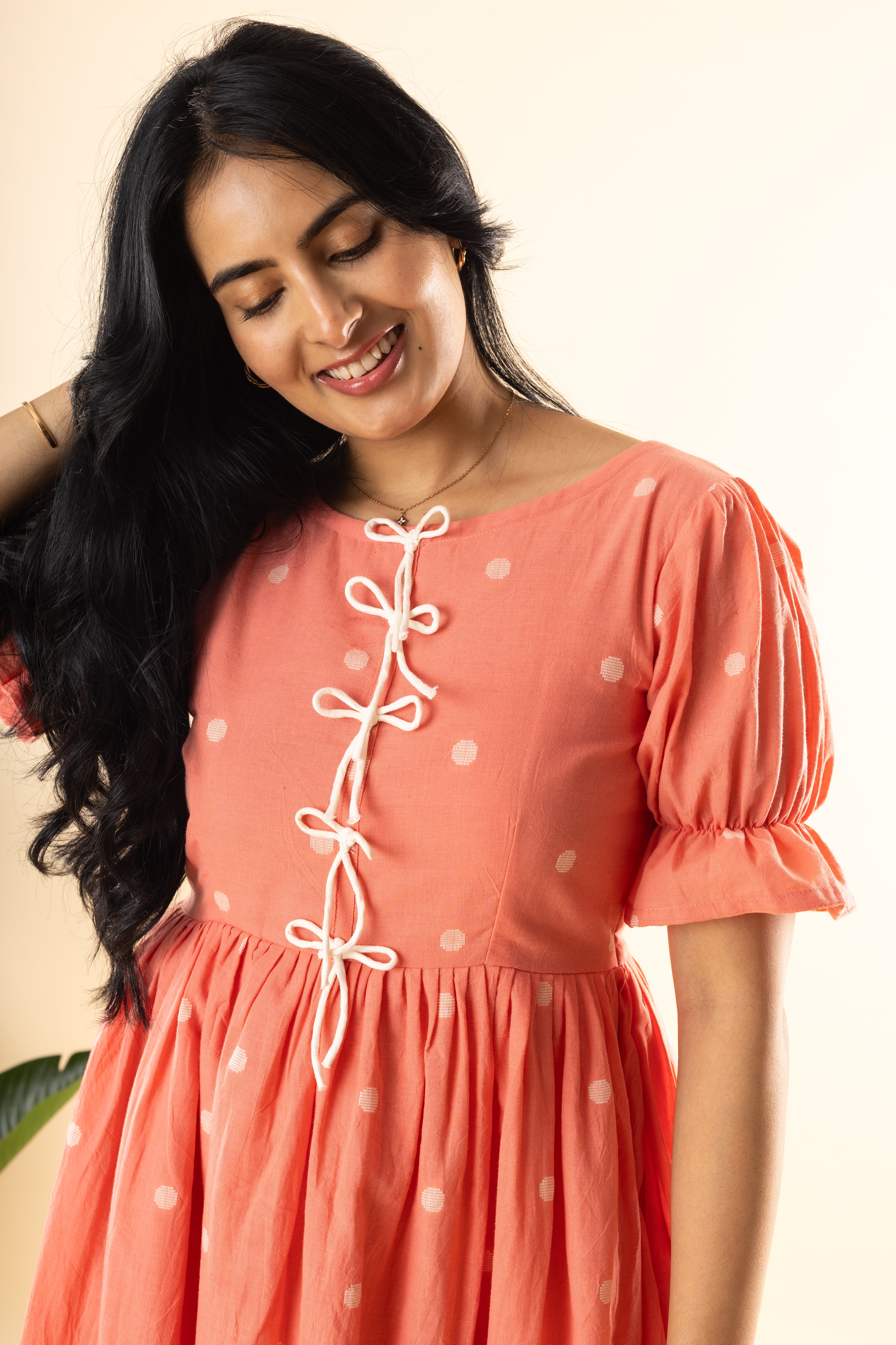 Berry Girl - Orange Handloom Cotton Dress