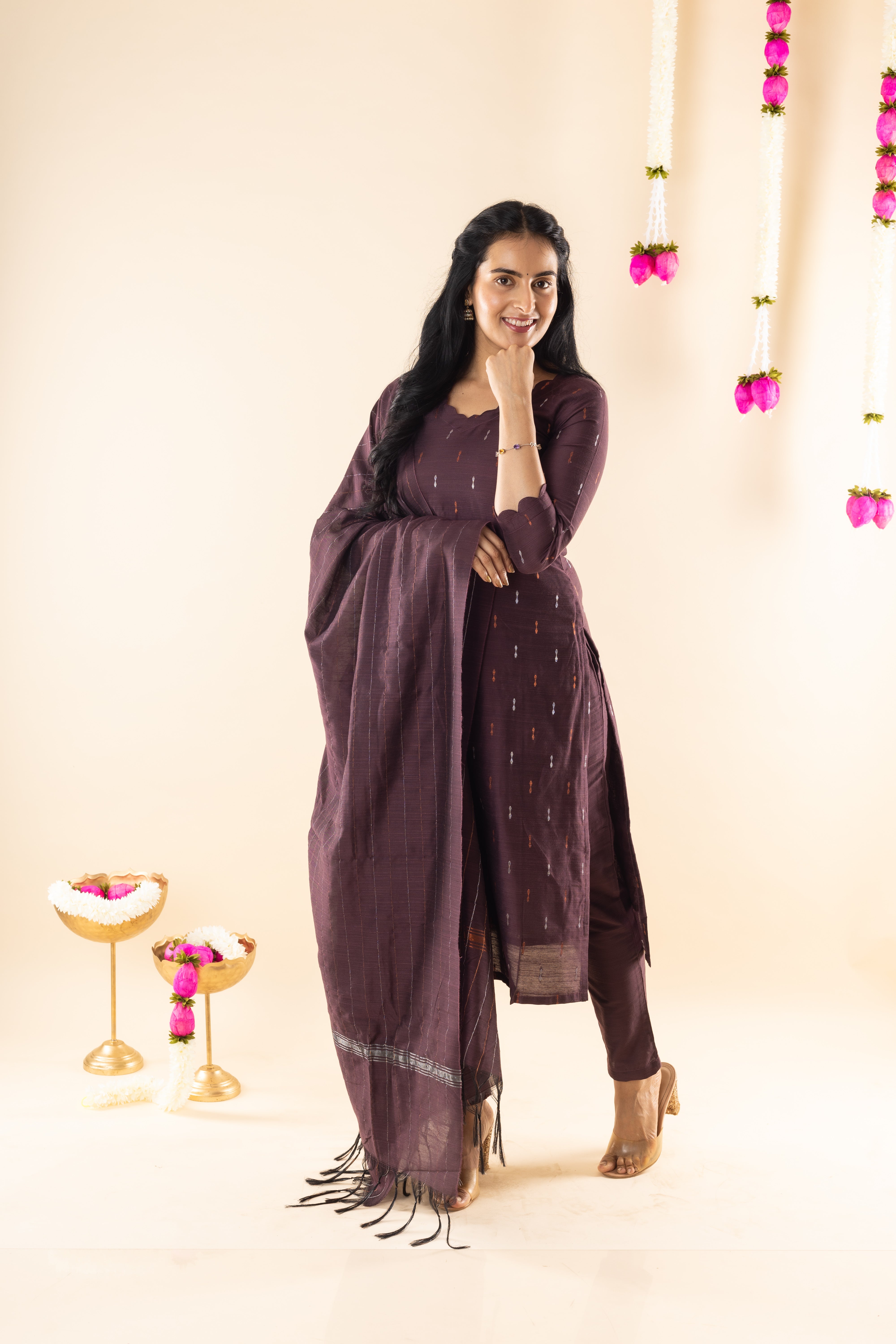 Ellora - Brown Dupion Silk Kurta Set