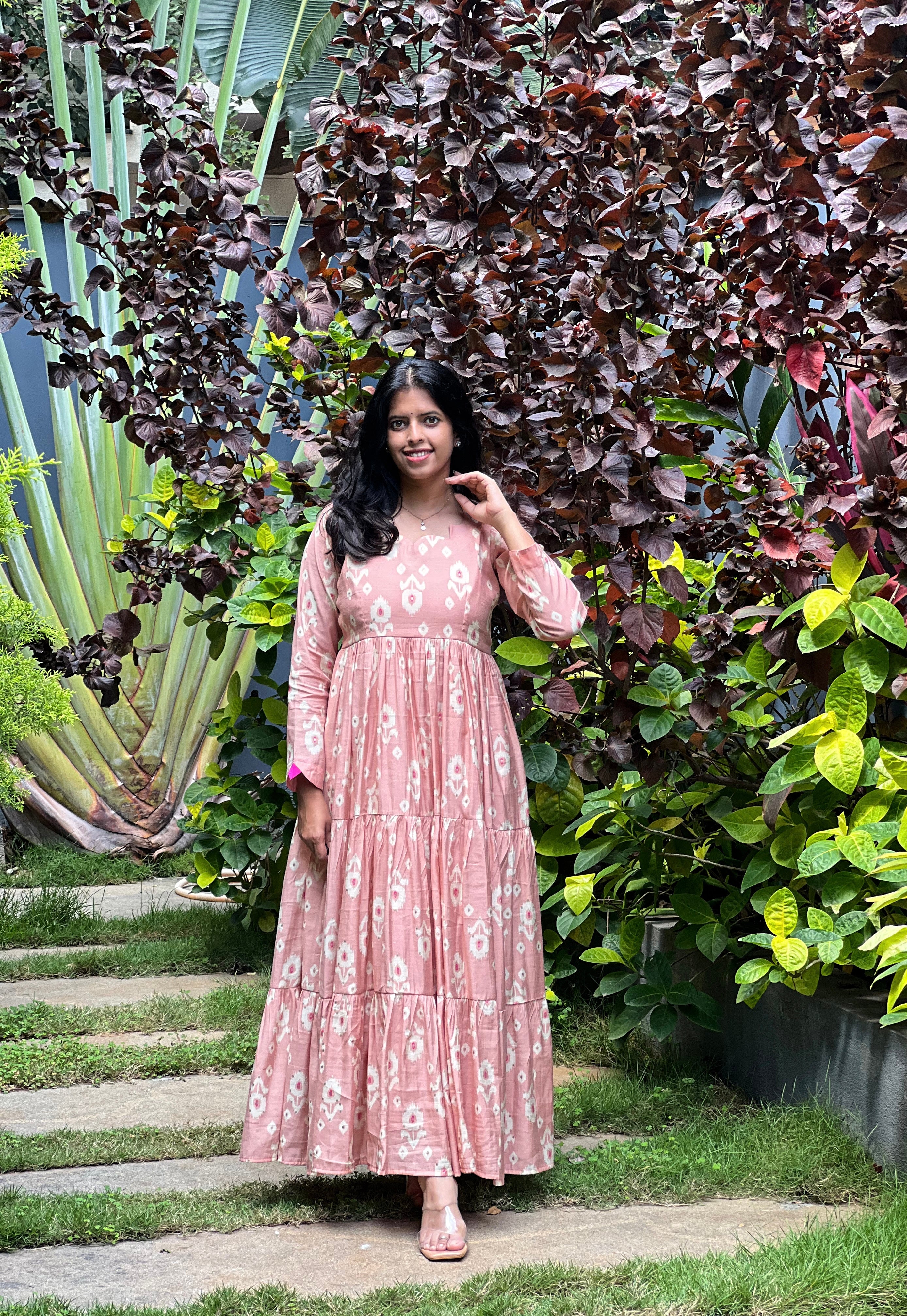 Noble Lady - Pink Semi Silk 3-Tier Dress