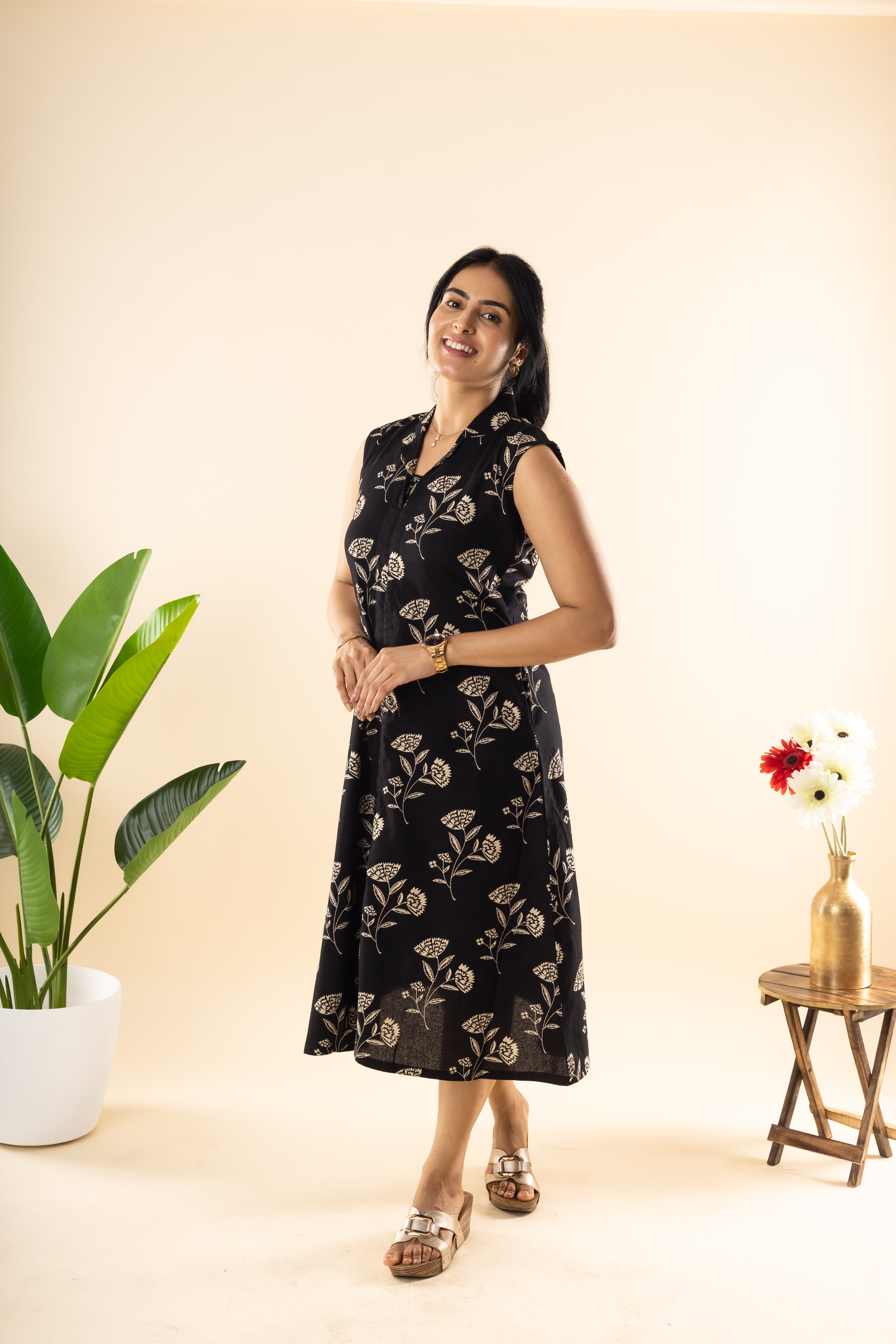 Beyond Stars - Black Flex Cotton Dress