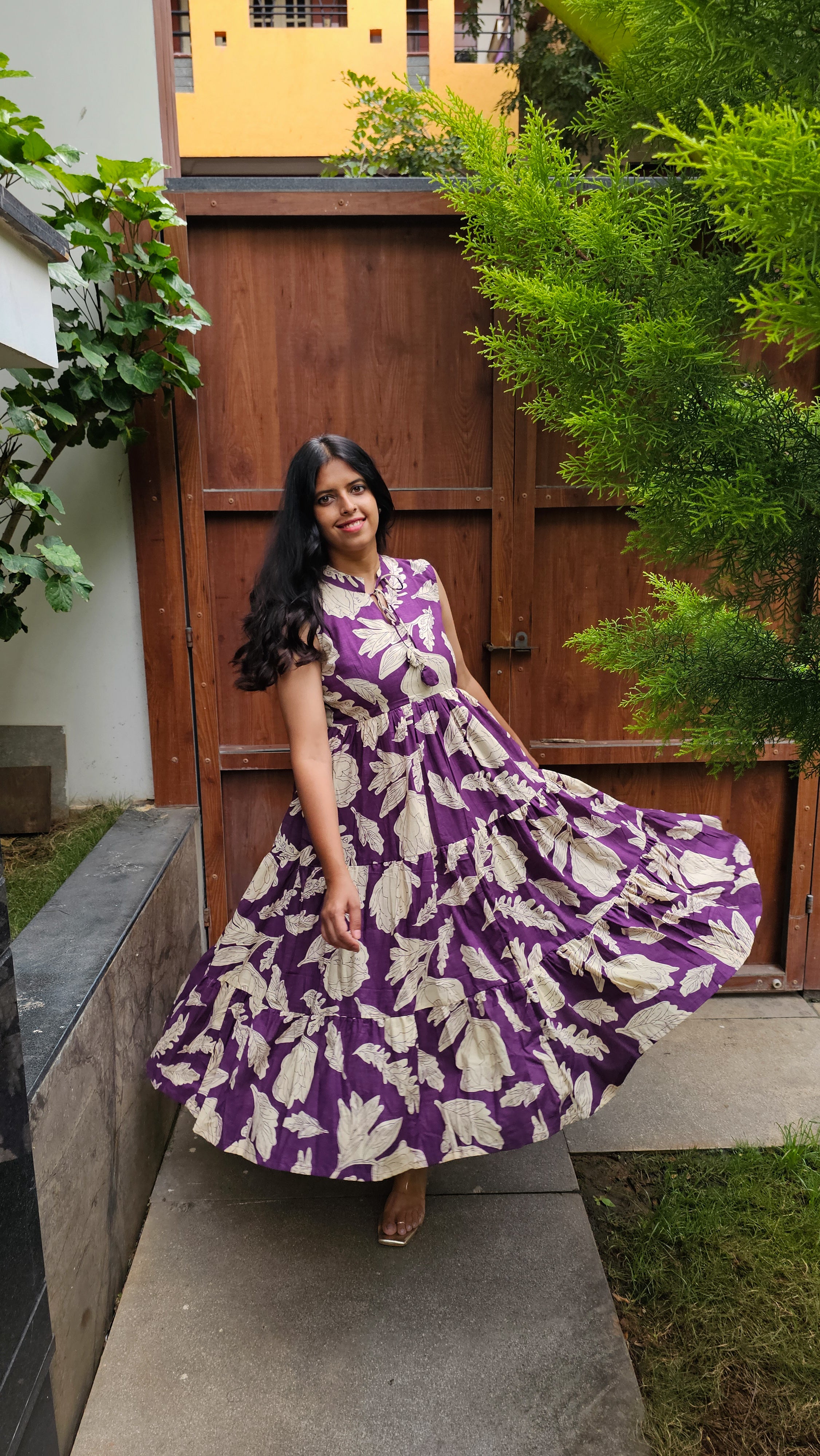 Sansa - Purple 3 Tier Cotton Dress