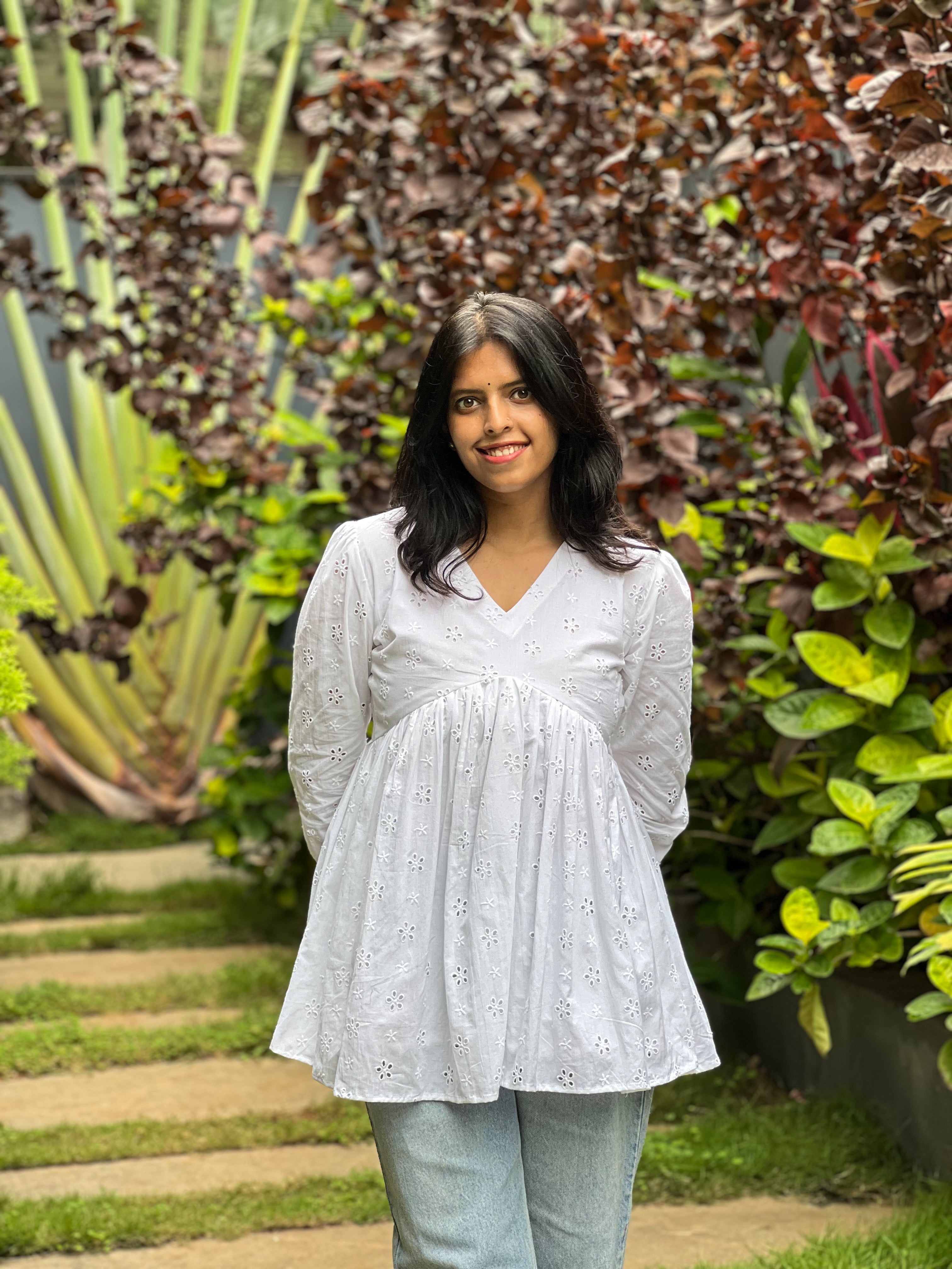 Laila - white Cotton Hakoba Top