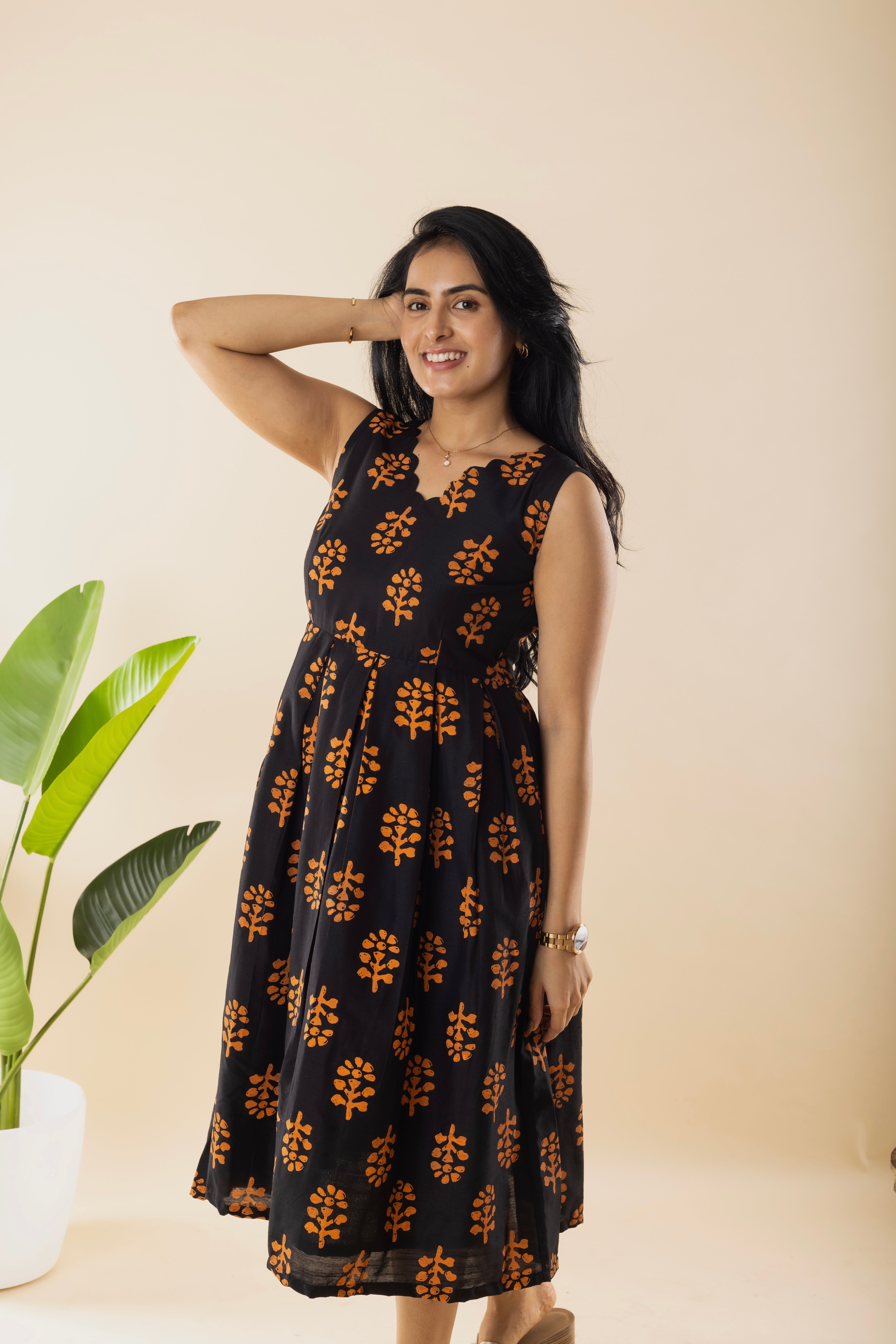 Gorgeous - Black Batik Print Dress