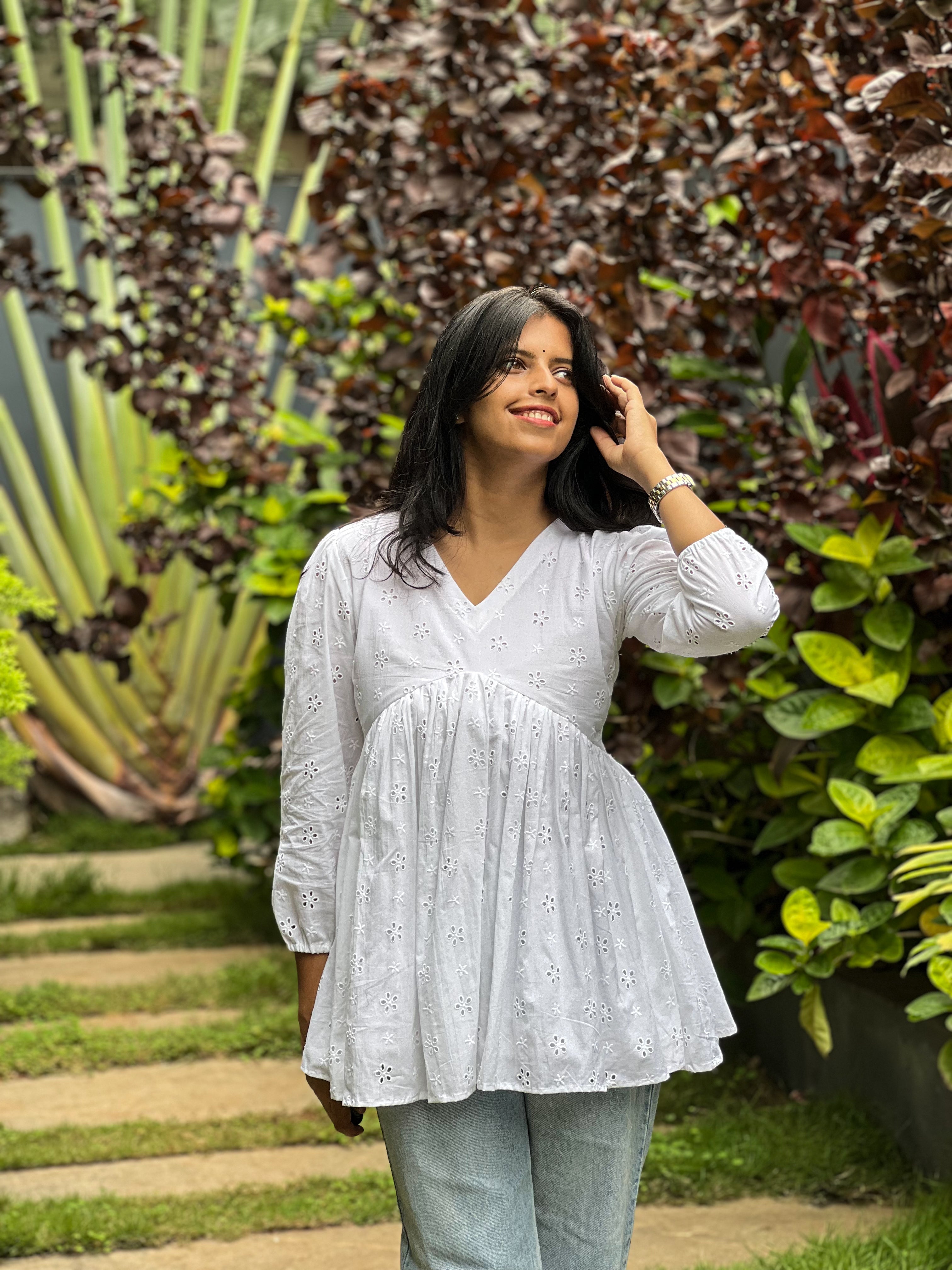 Laila - white Cotton Hakoba Top