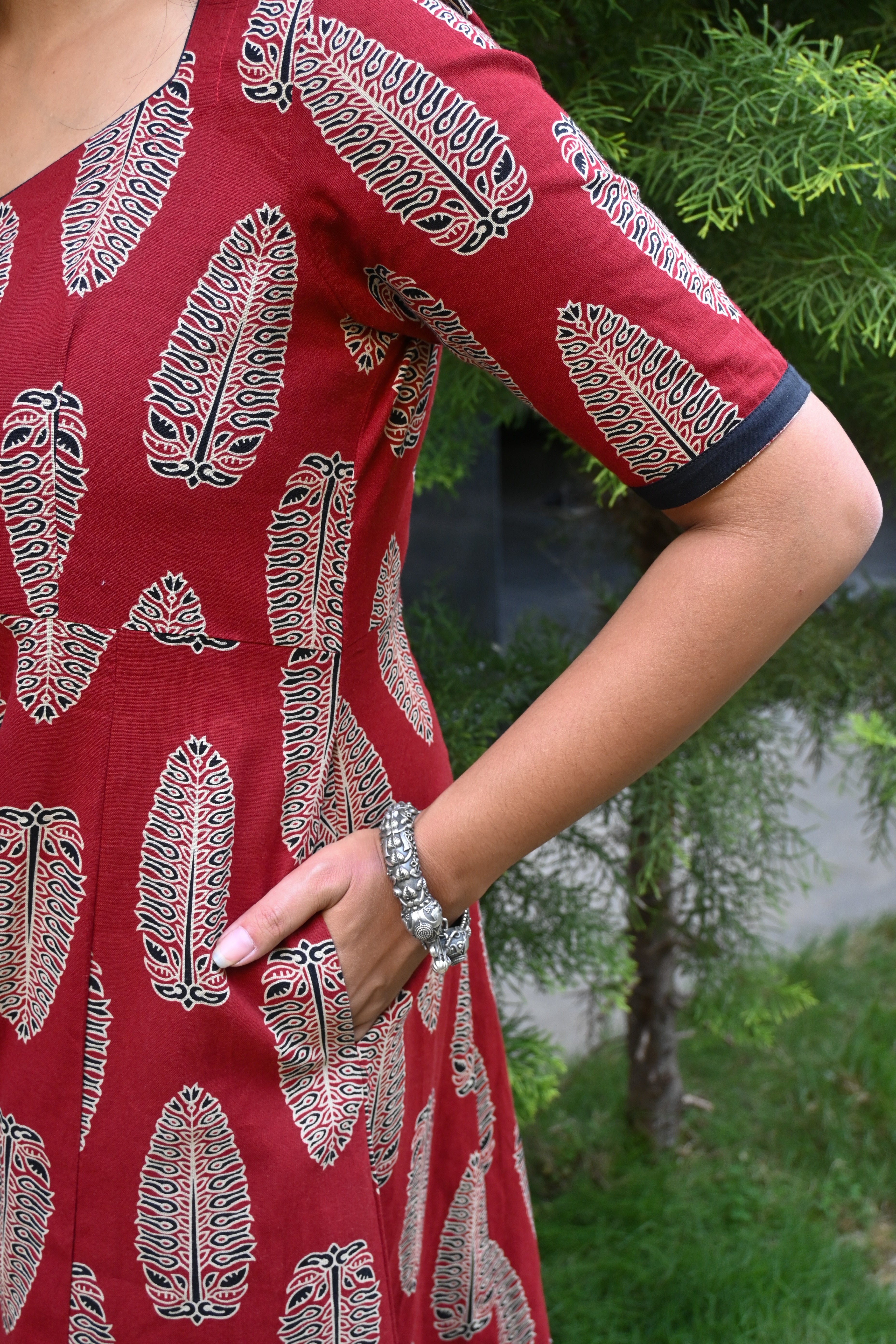 Maroon Flex Cotton Kali Maxi Dress