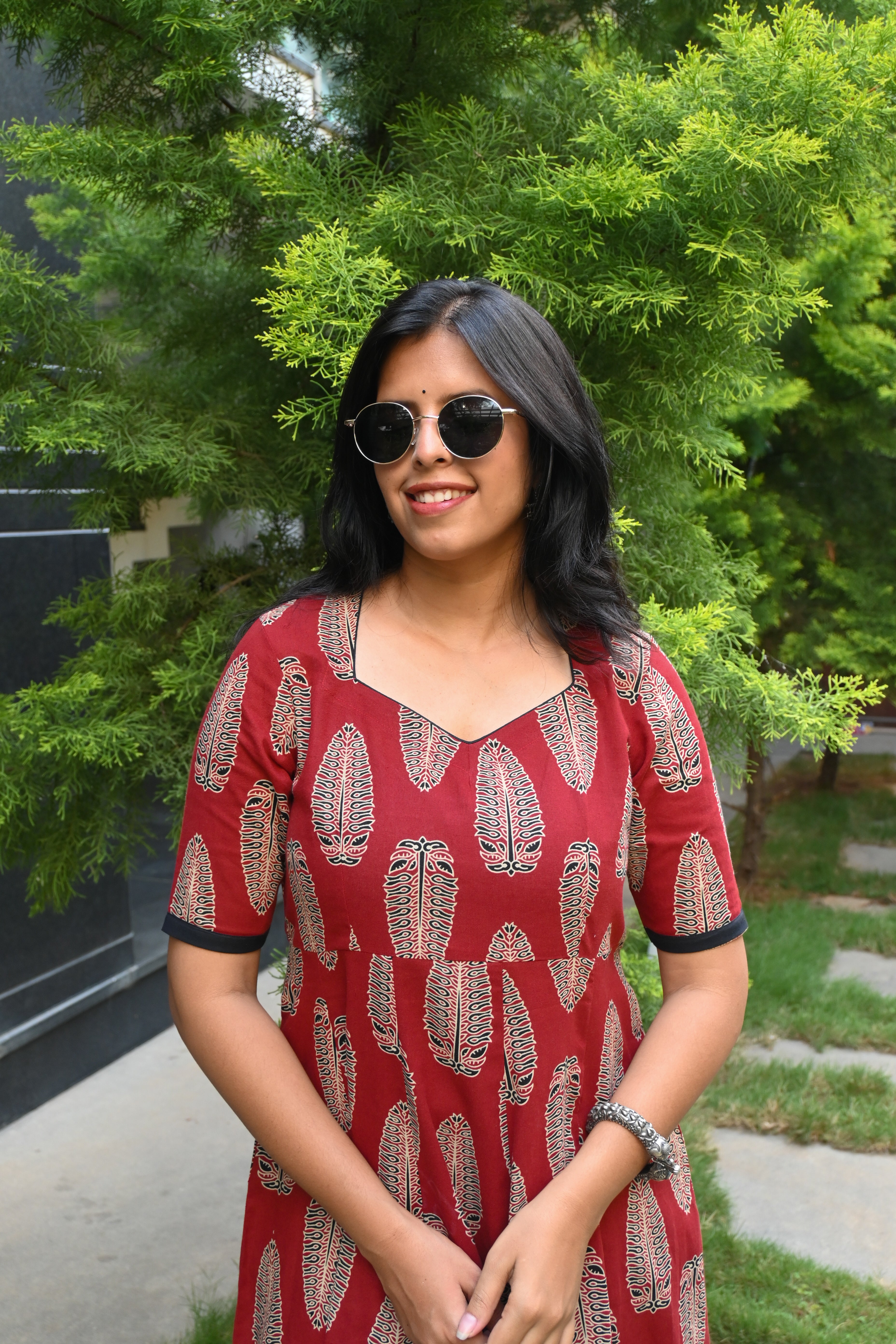 Maroon Flex Cotton Kali Maxi Dress