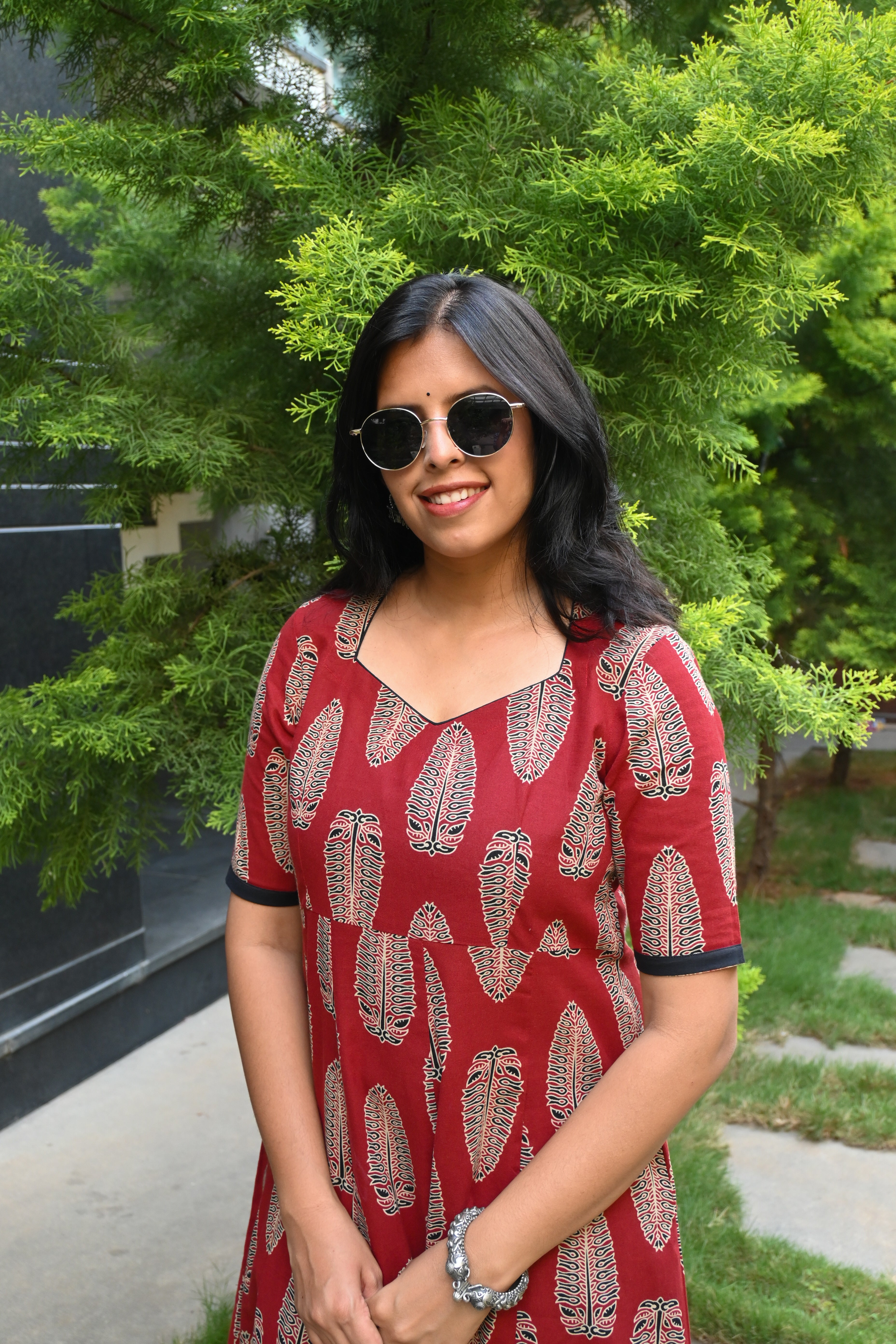 Maroon Flex Cotton Kali Maxi Dress