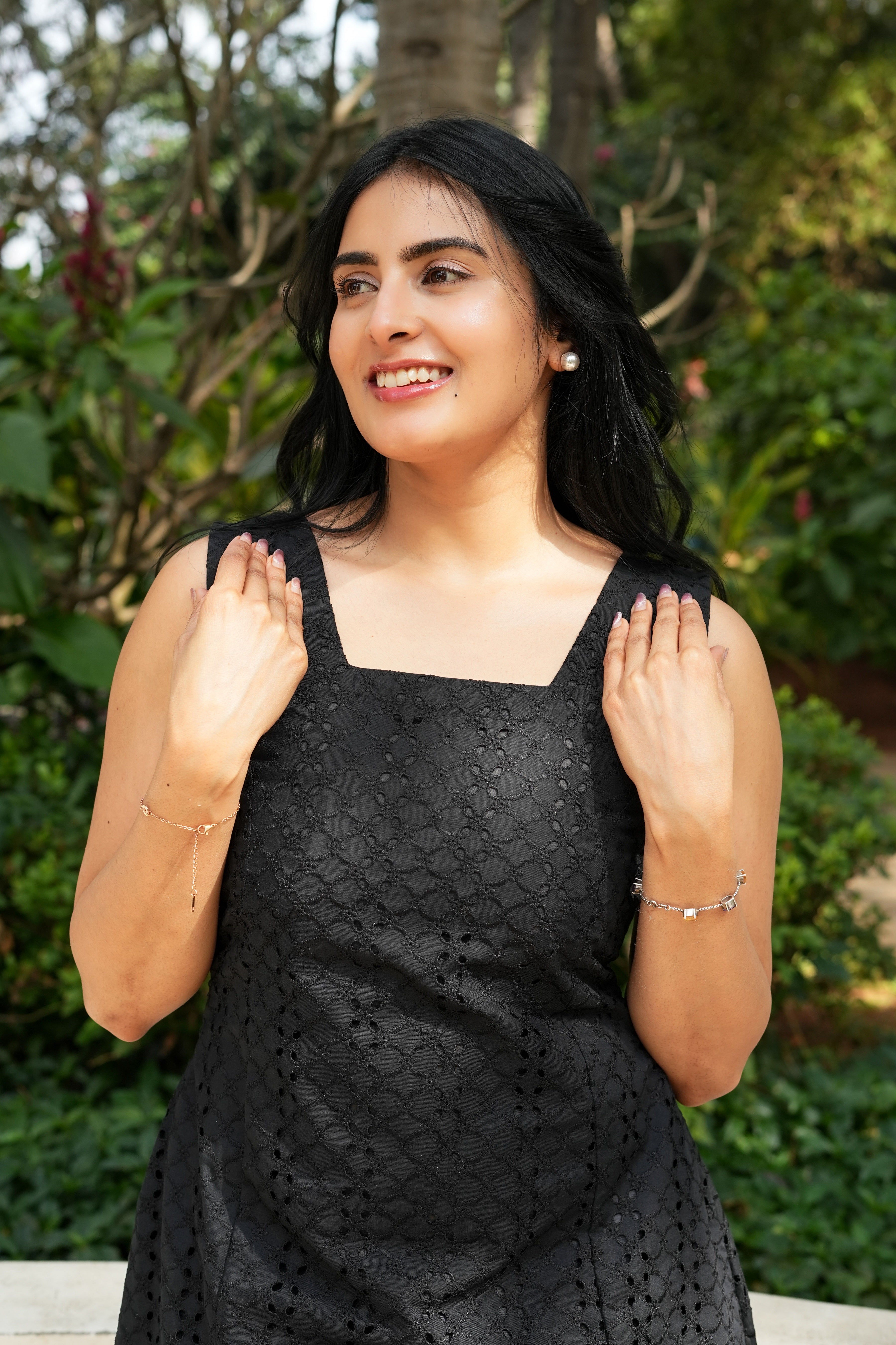 Black Hakoba A-line Dress