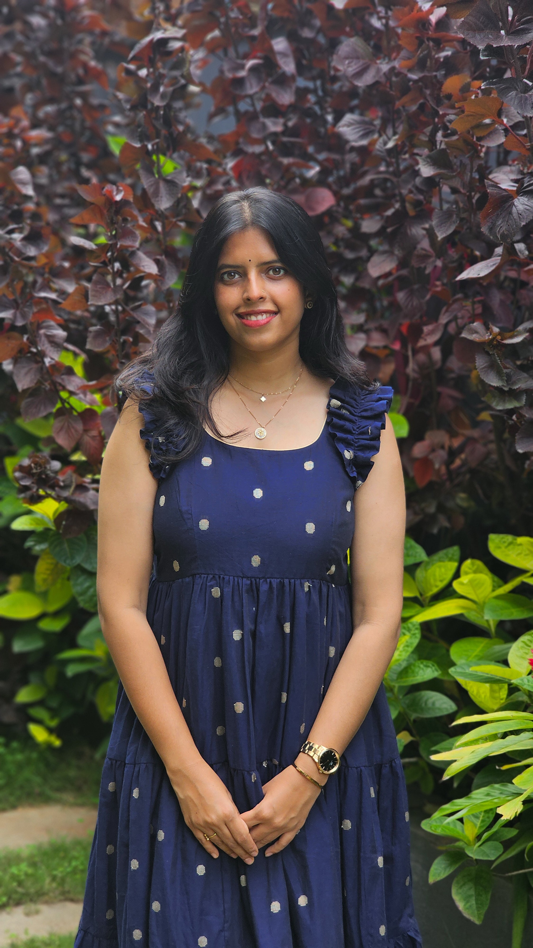 Mayavi - Blue 3-Tier Handloom Cotton Dress