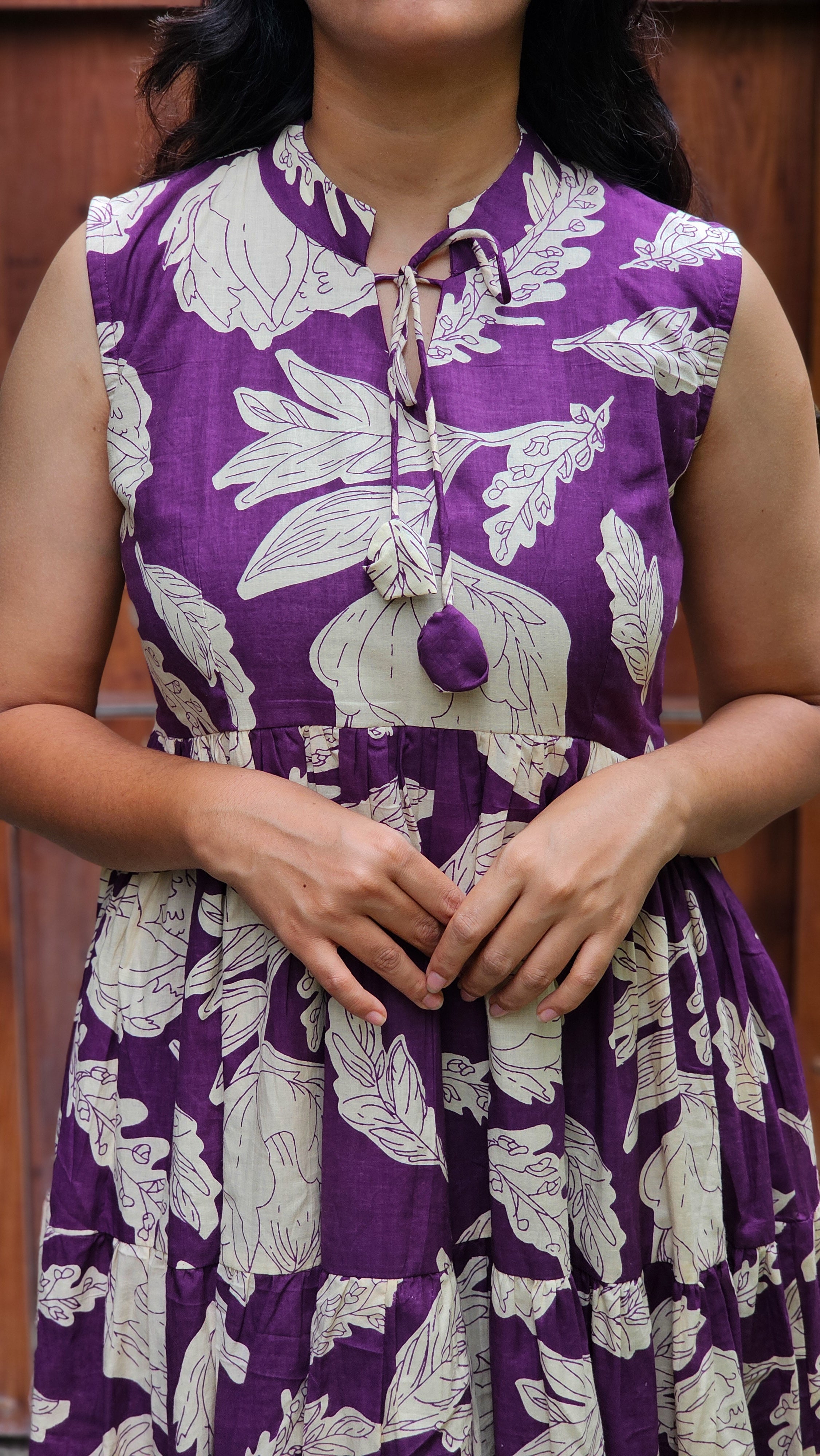 Sansa - Purple 3 Tier Cotton Dress