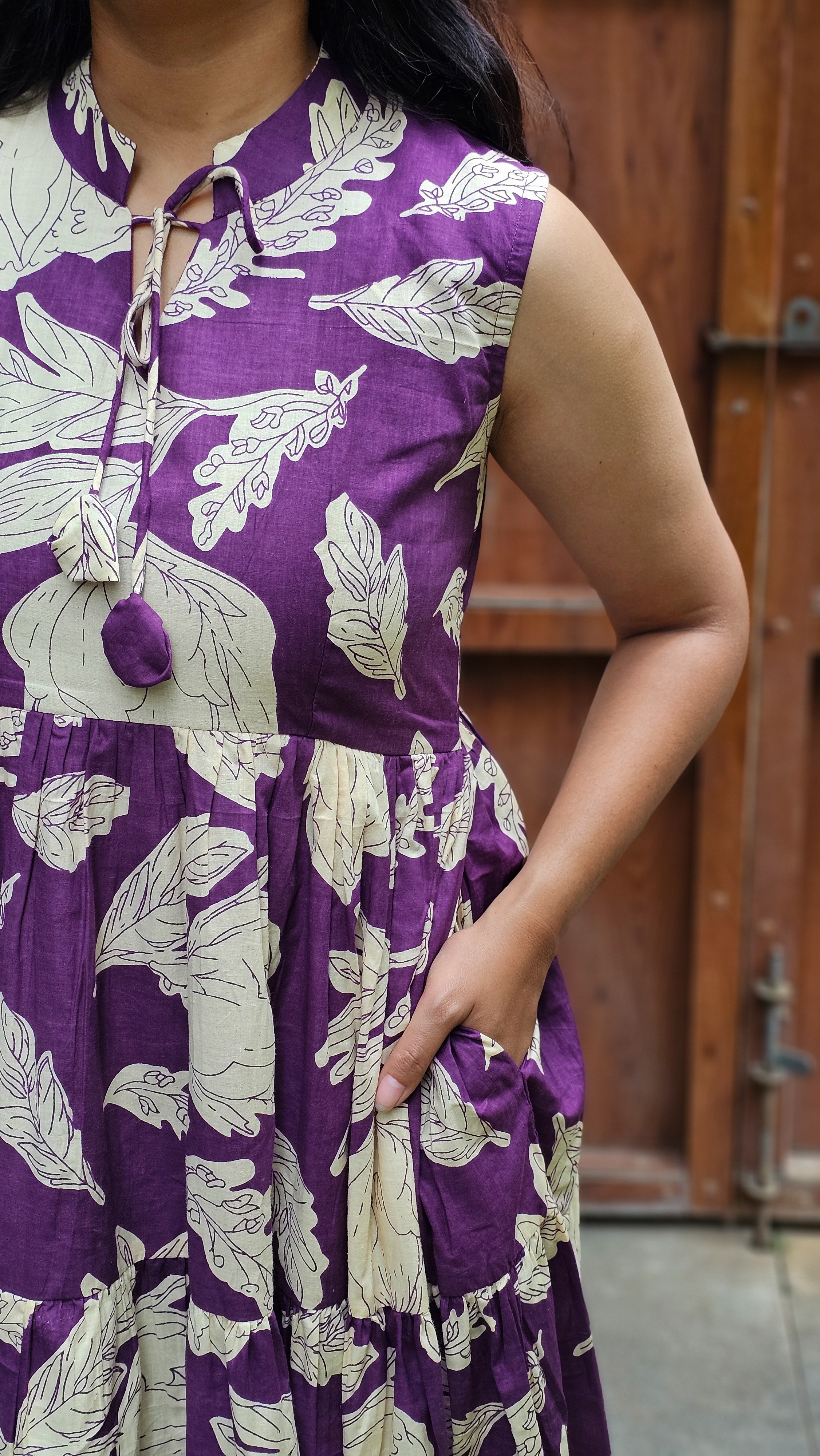 Sansa - Purple 3 Tier Cotton Dress