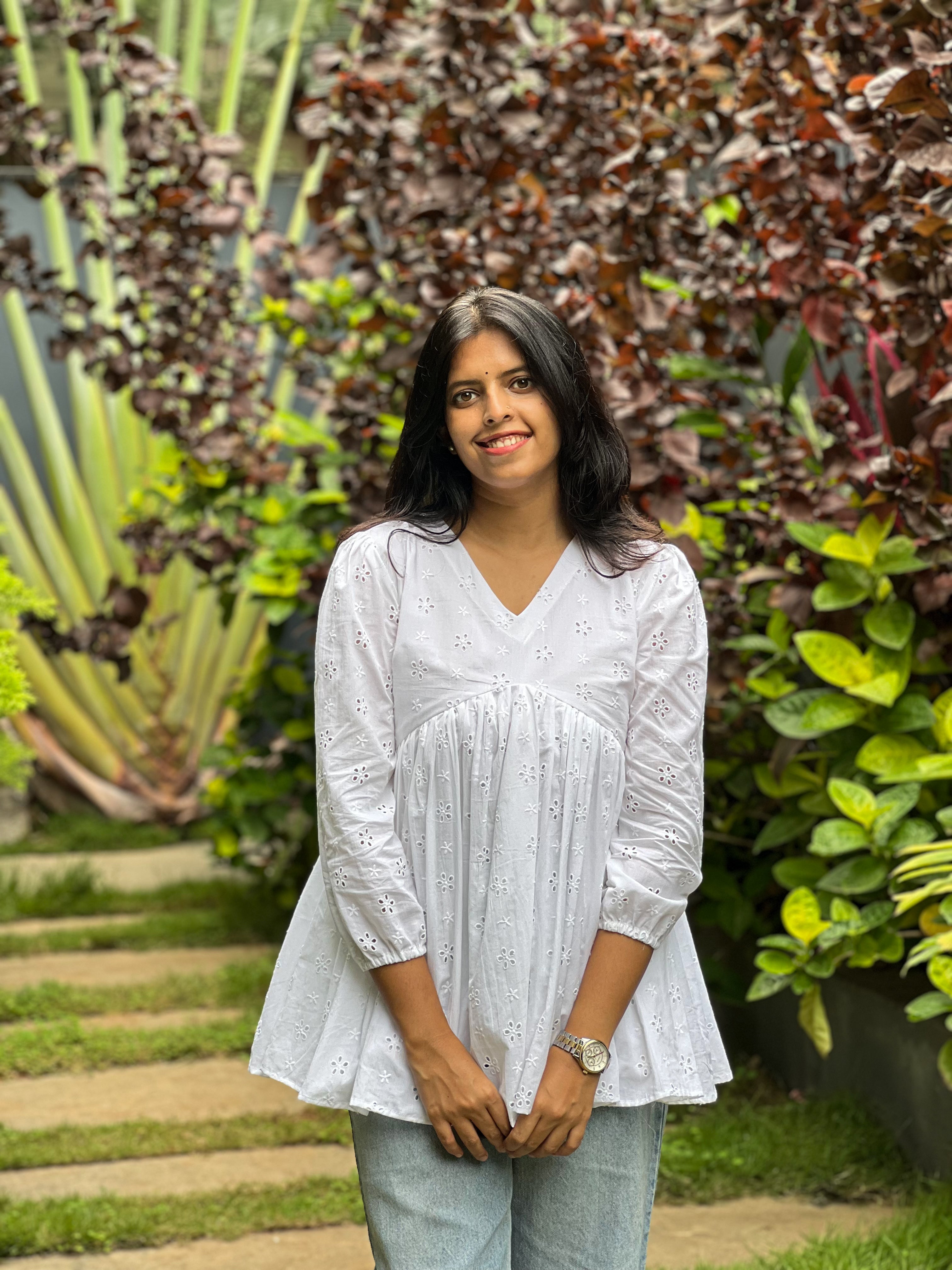 Laila - white Cotton Hakoba Top