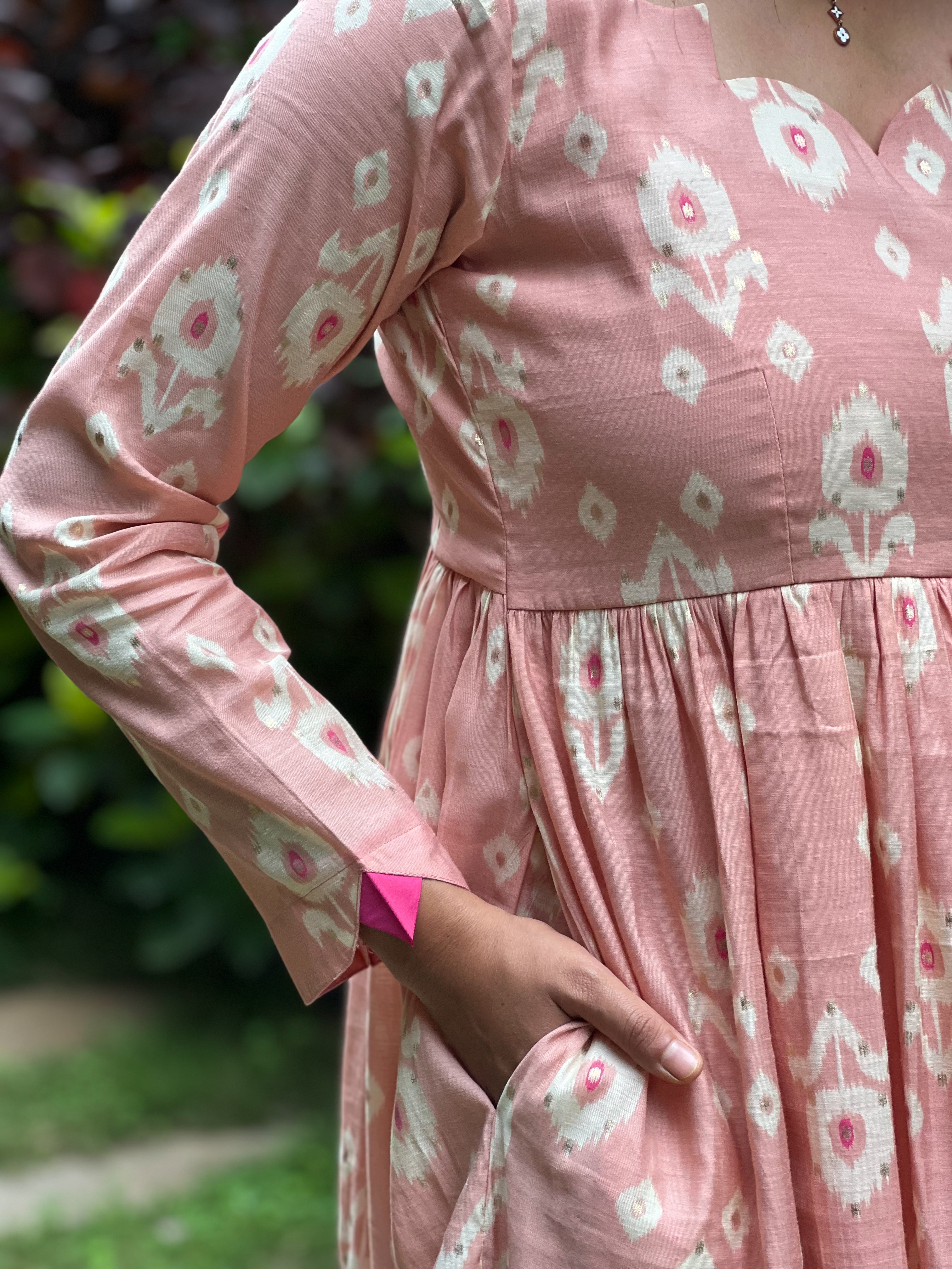 Noble Lady - Pink Semi Silk 3-Tier Dress