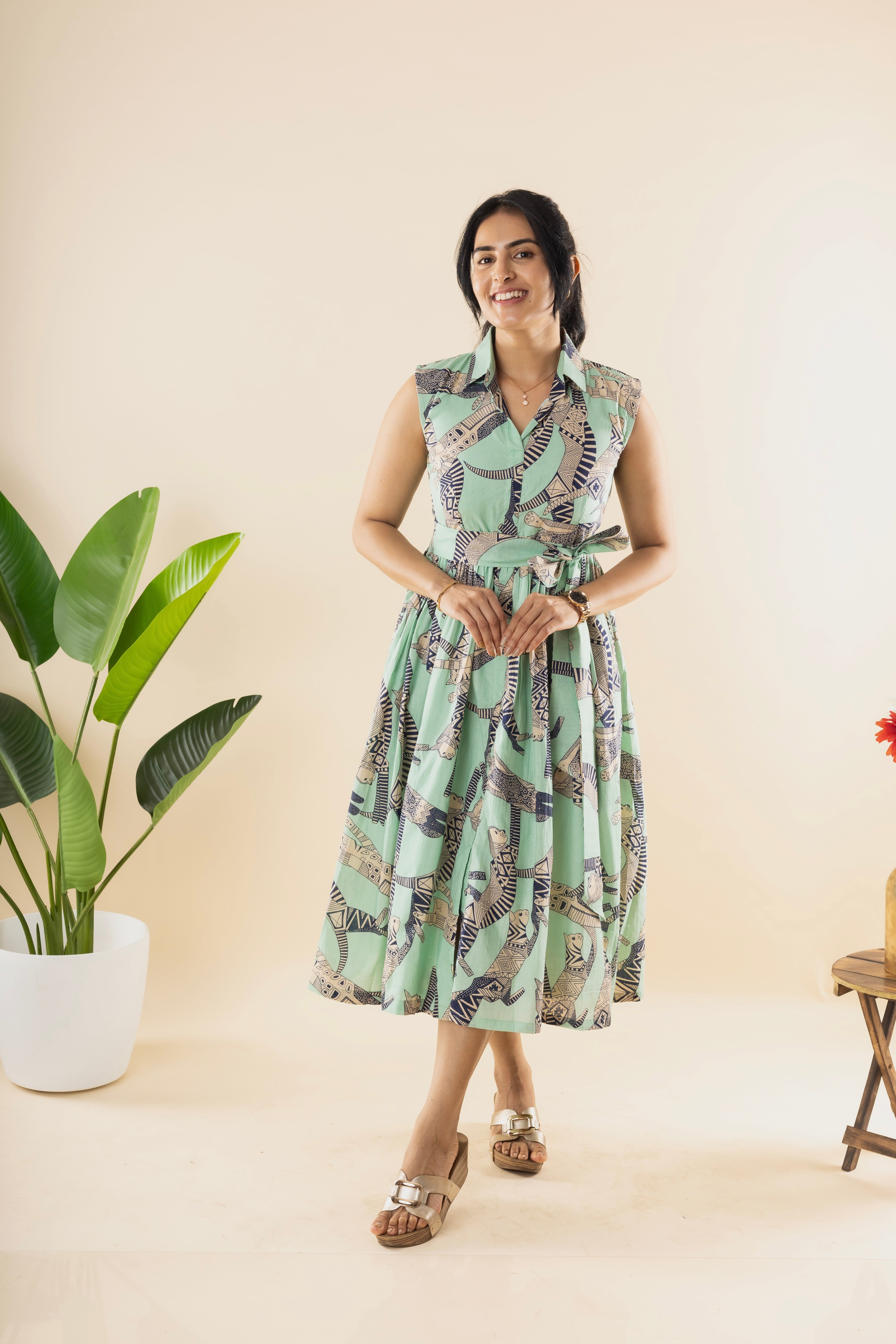 Kitten's Joy - Turquoise Blue Cotton Dress