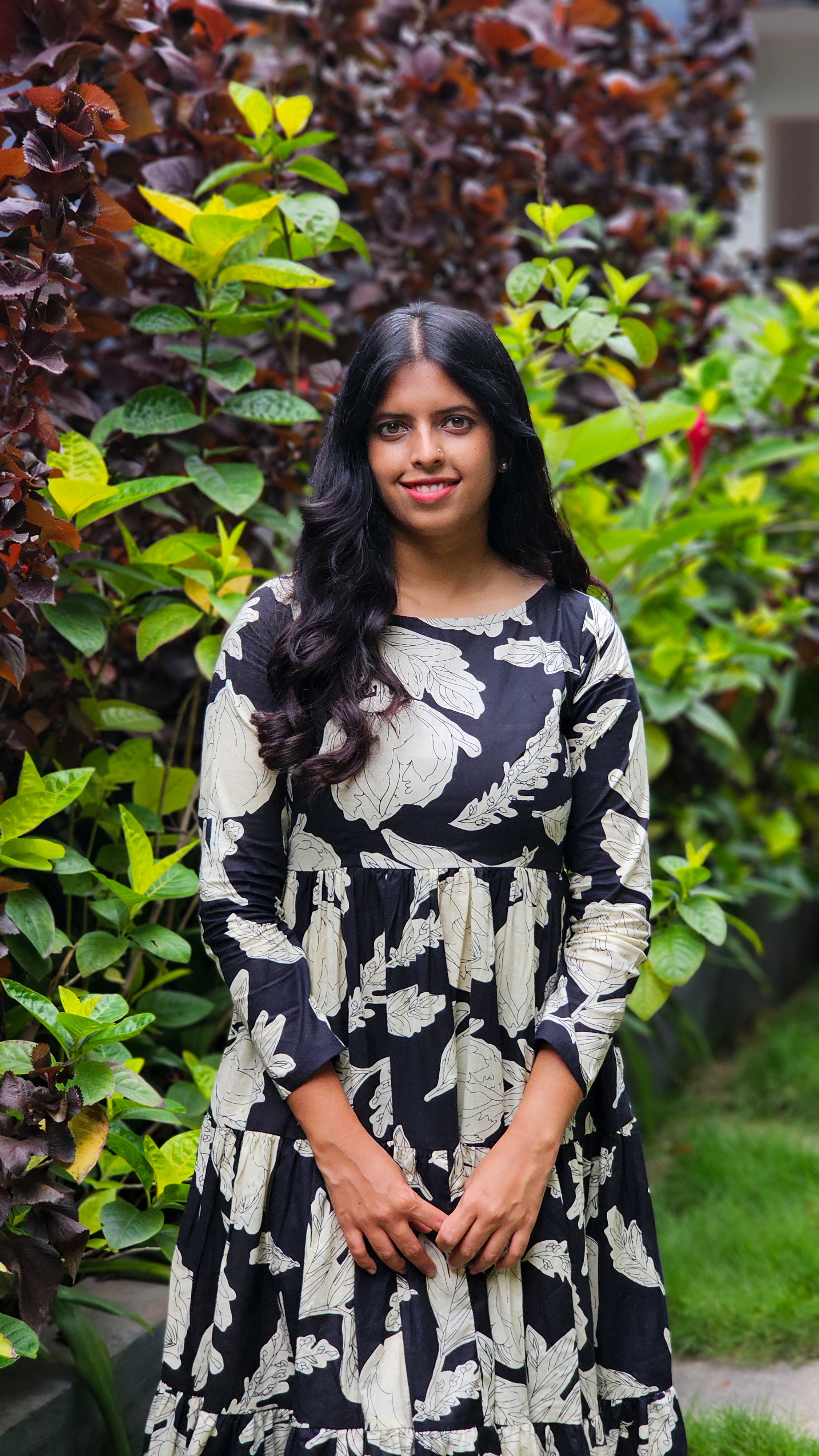 Black Pearl - Black 3 Tier Cotton Dress