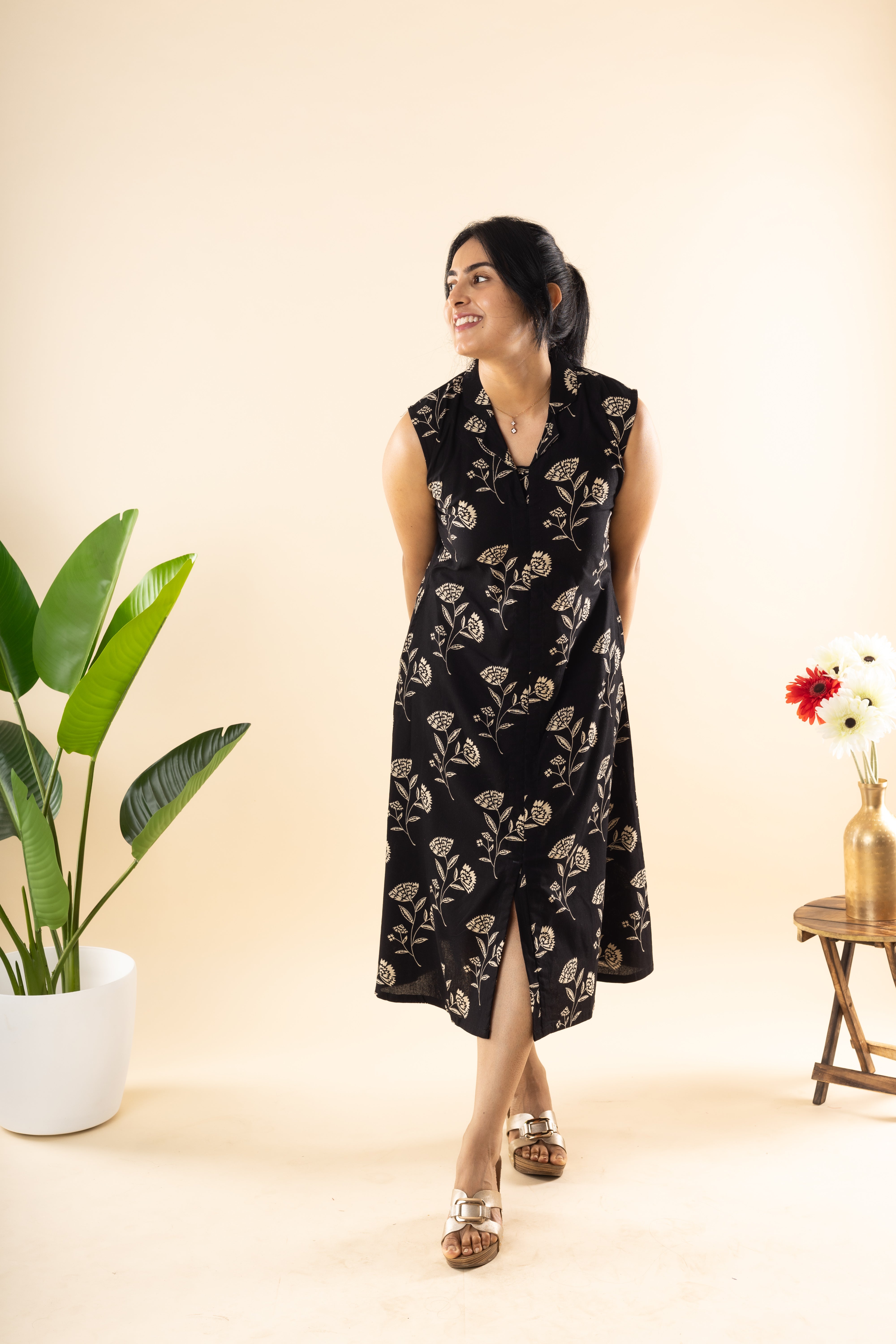 Beyond Stars - Black Flex Cotton Dress