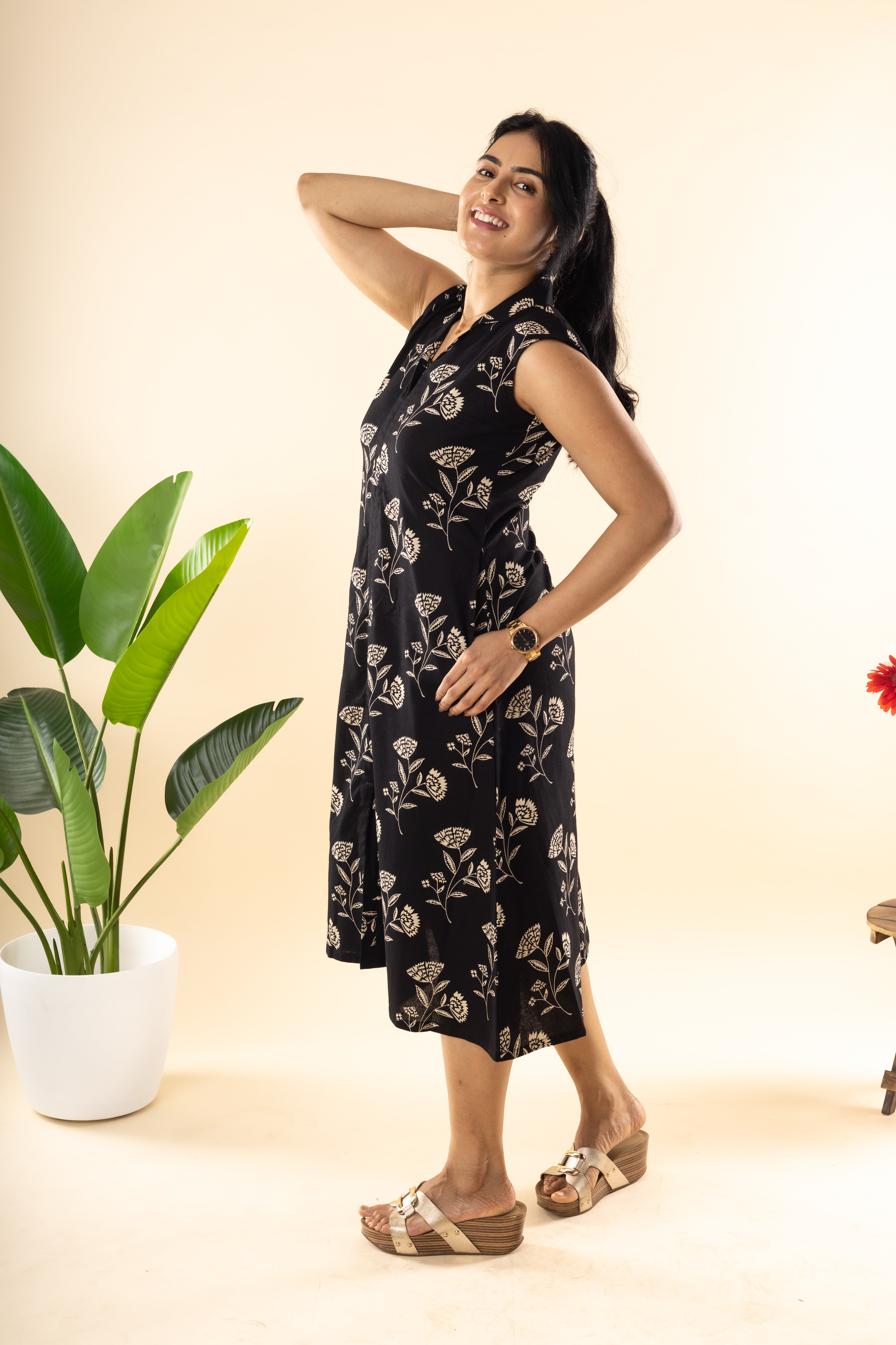 Beyond Stars - Black Flex Cotton Dress