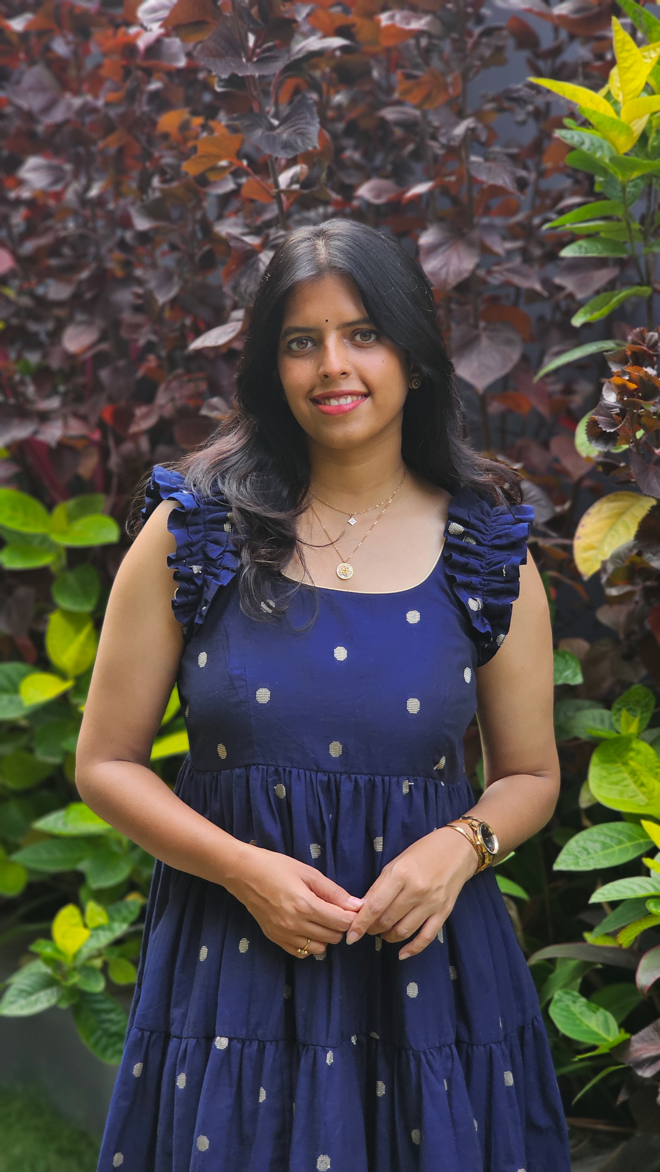 Mayavi - Blue 3-Tier Handloom Cotton Dress