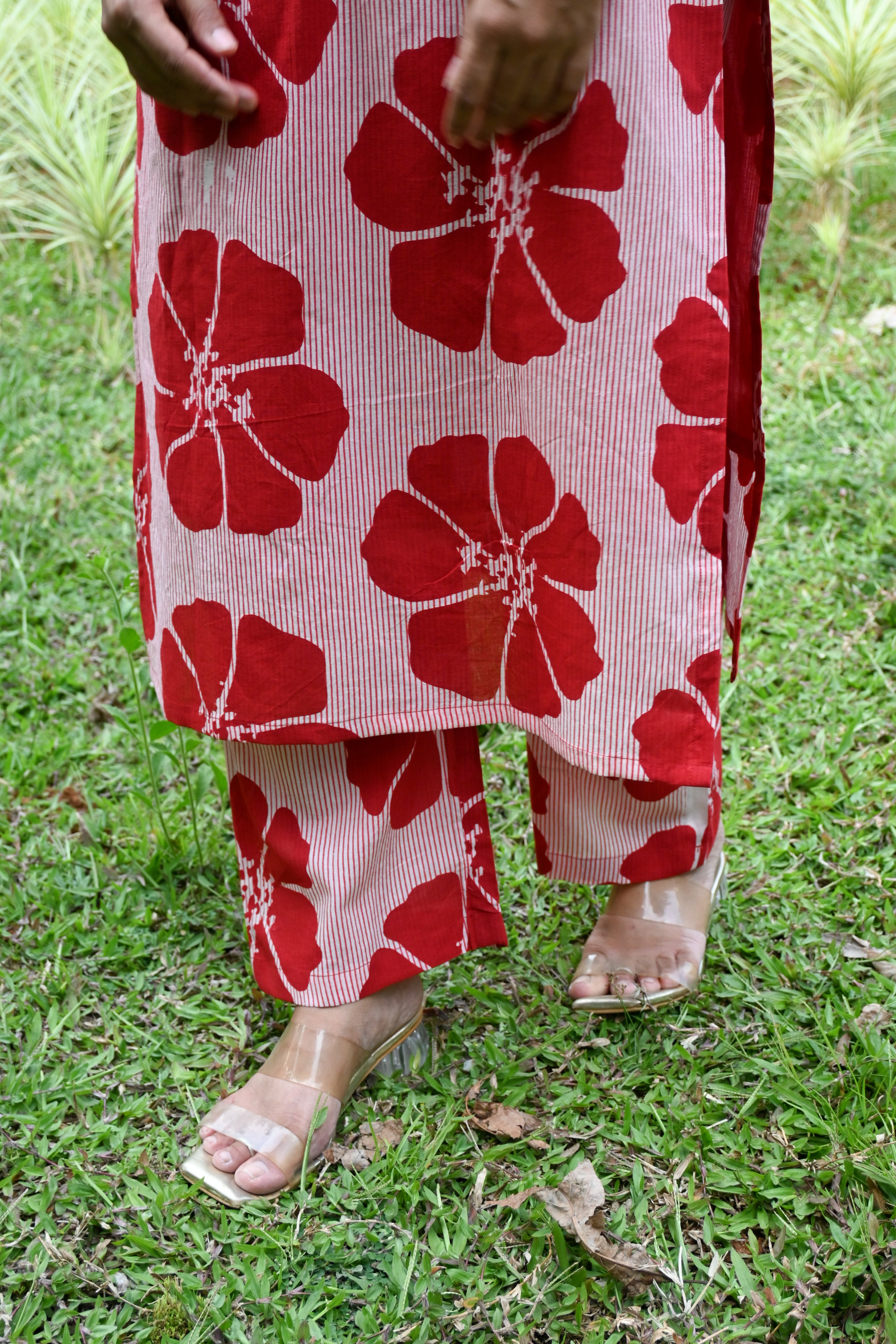 Red Floral Cotton A-Line Co-ord Set