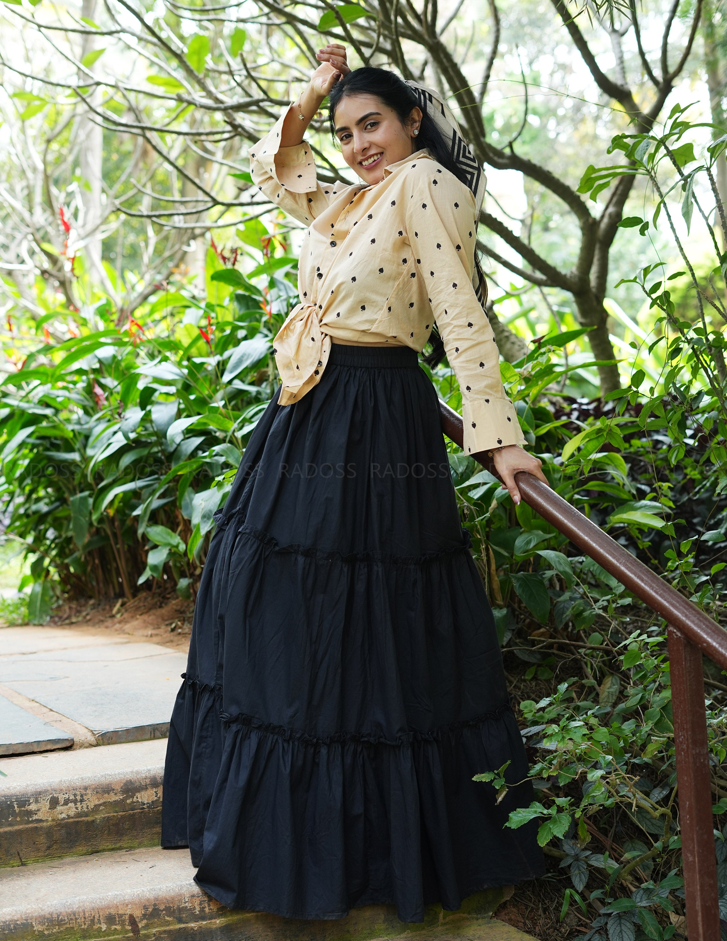 Black 3-Tier Flare Skirt