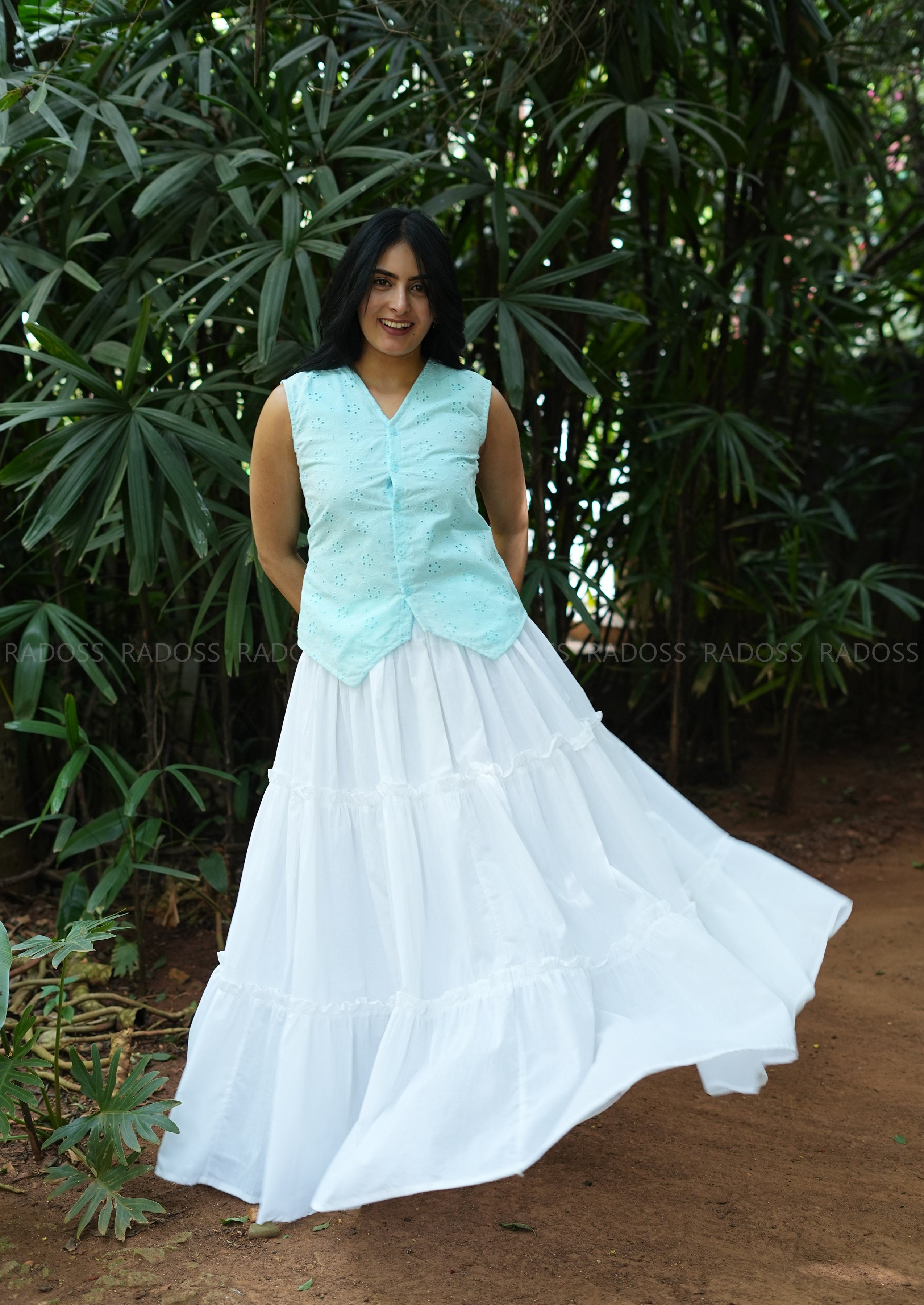 White 3-Tier Flare Skirt