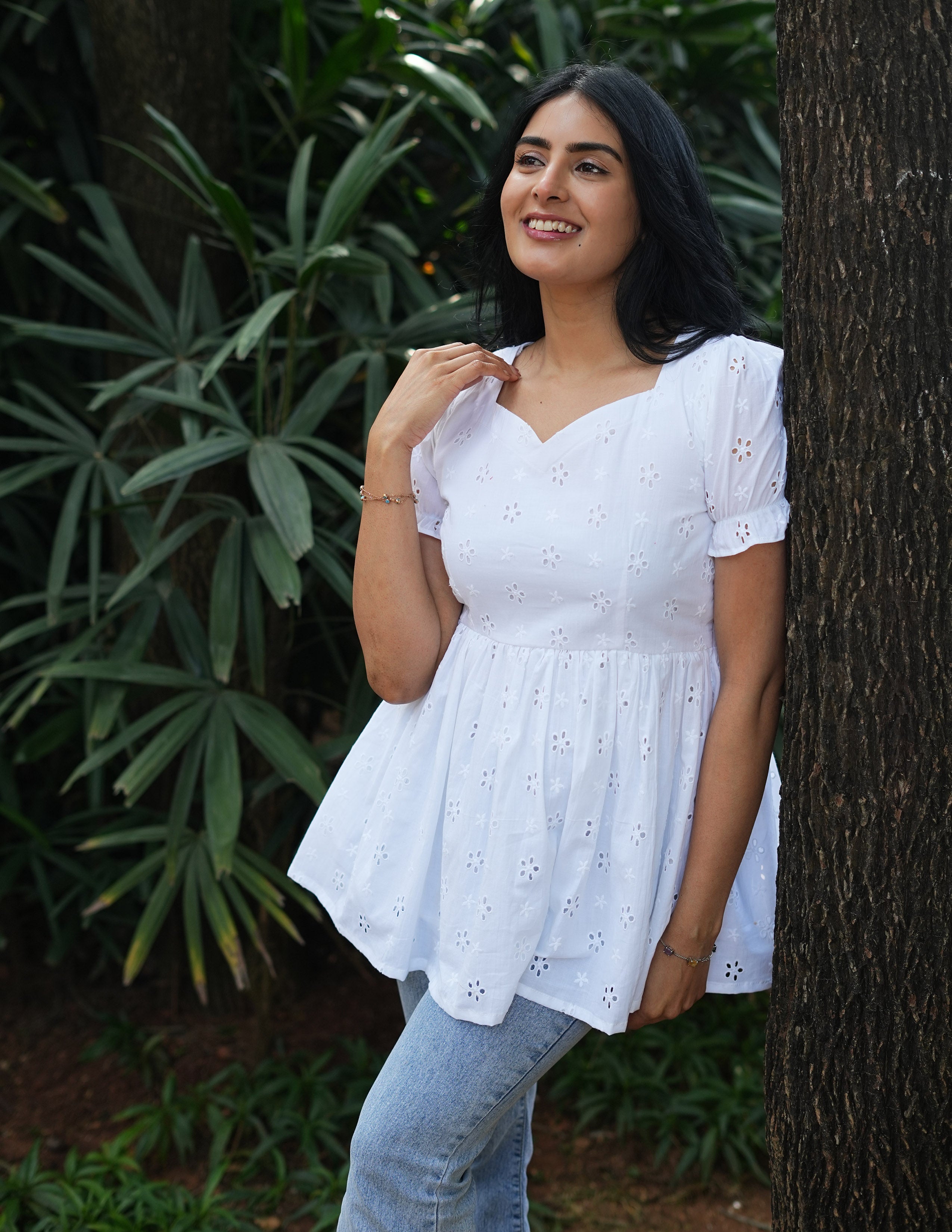 White Hakoba Peplum Top