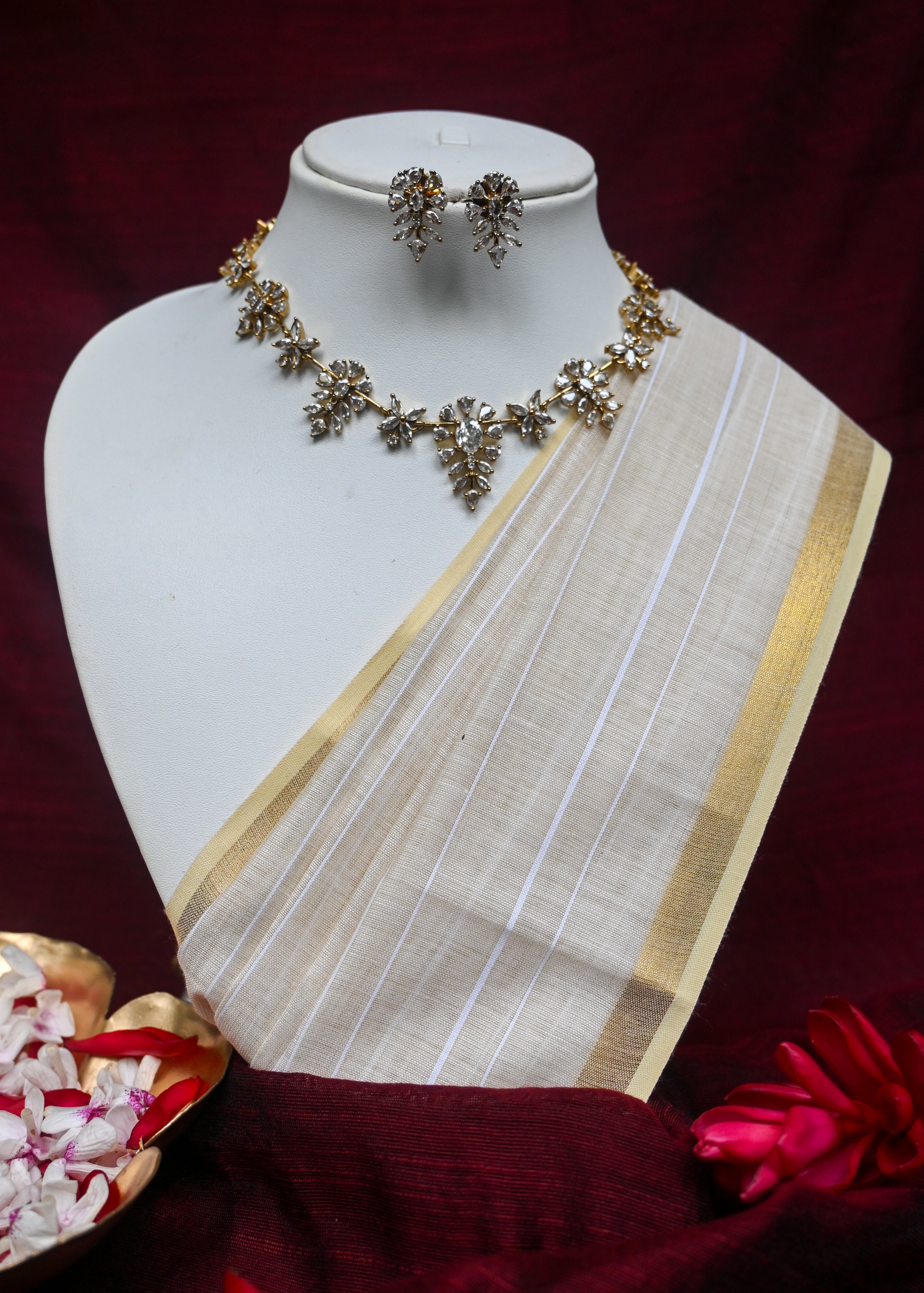 Suryika - Crystal Bloom Necklace Set