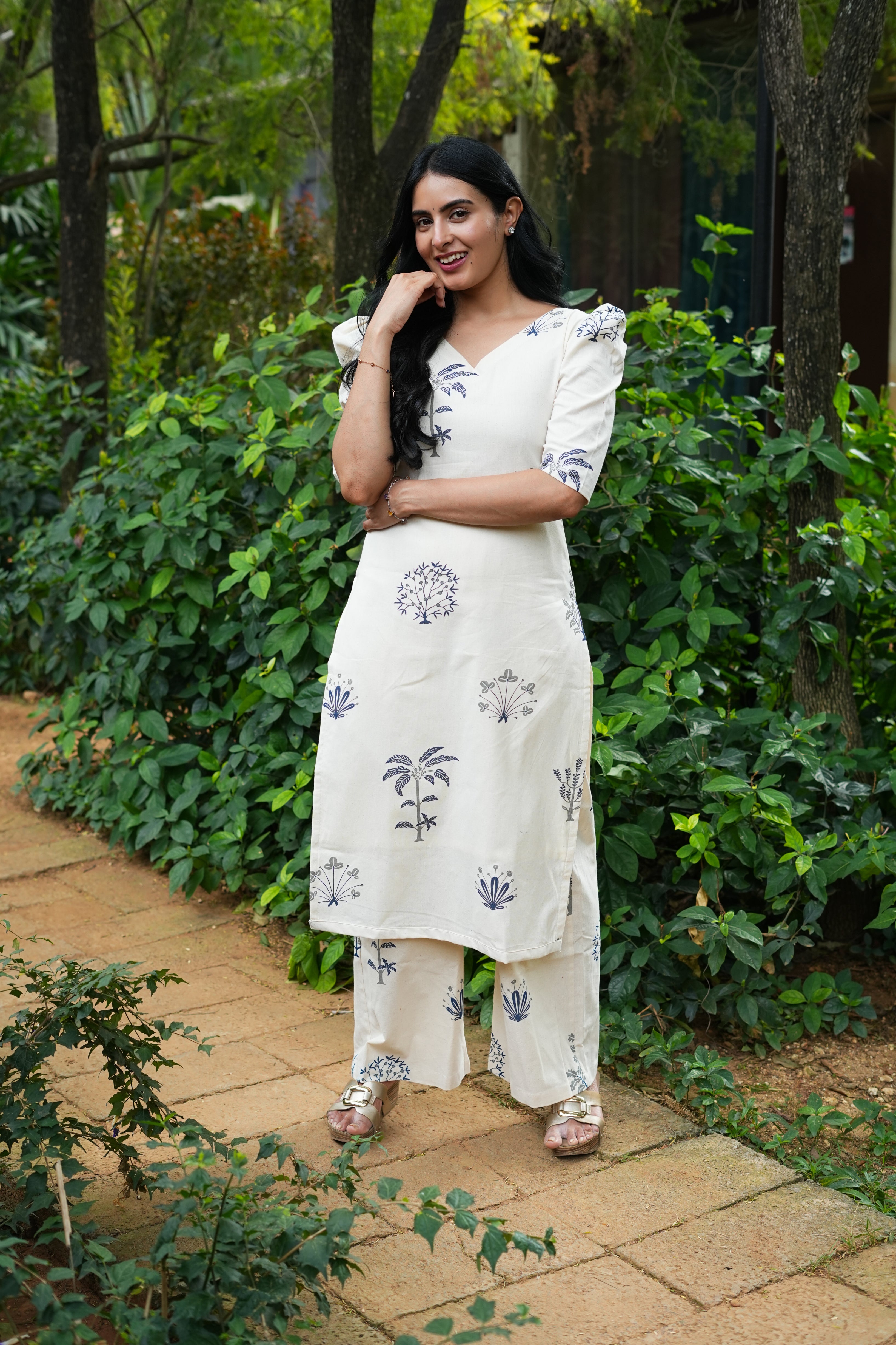 Off White Cotton Kurta Set