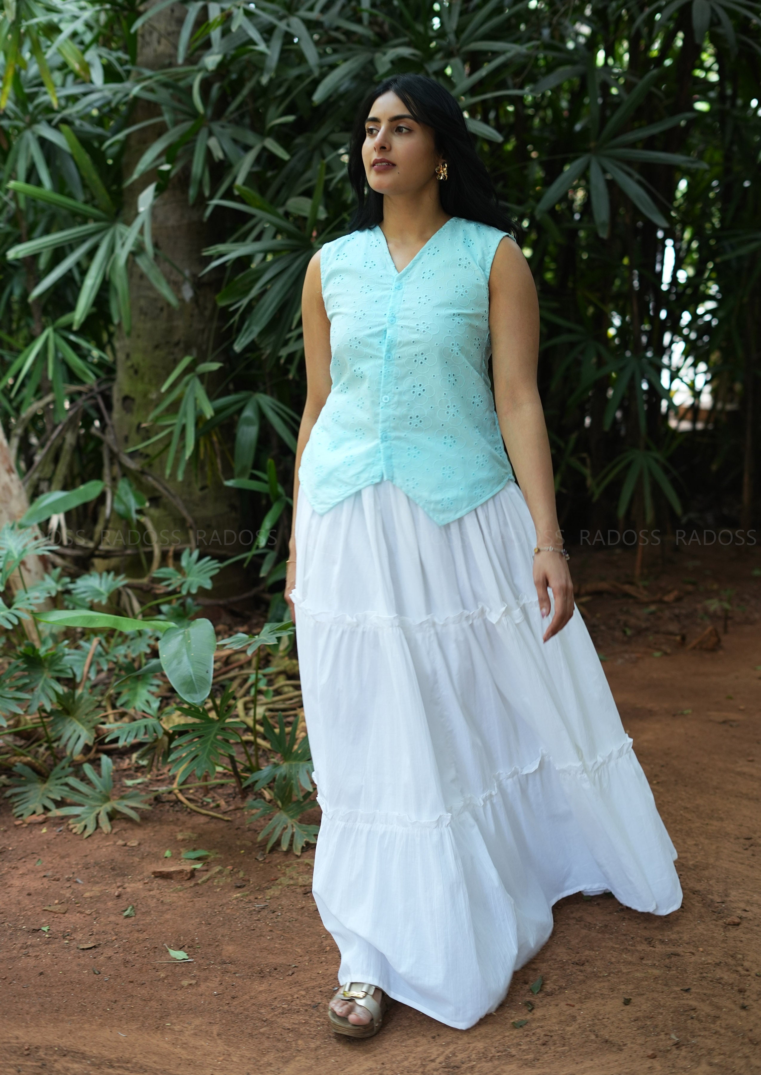 White 3-Tier Flare Skirt