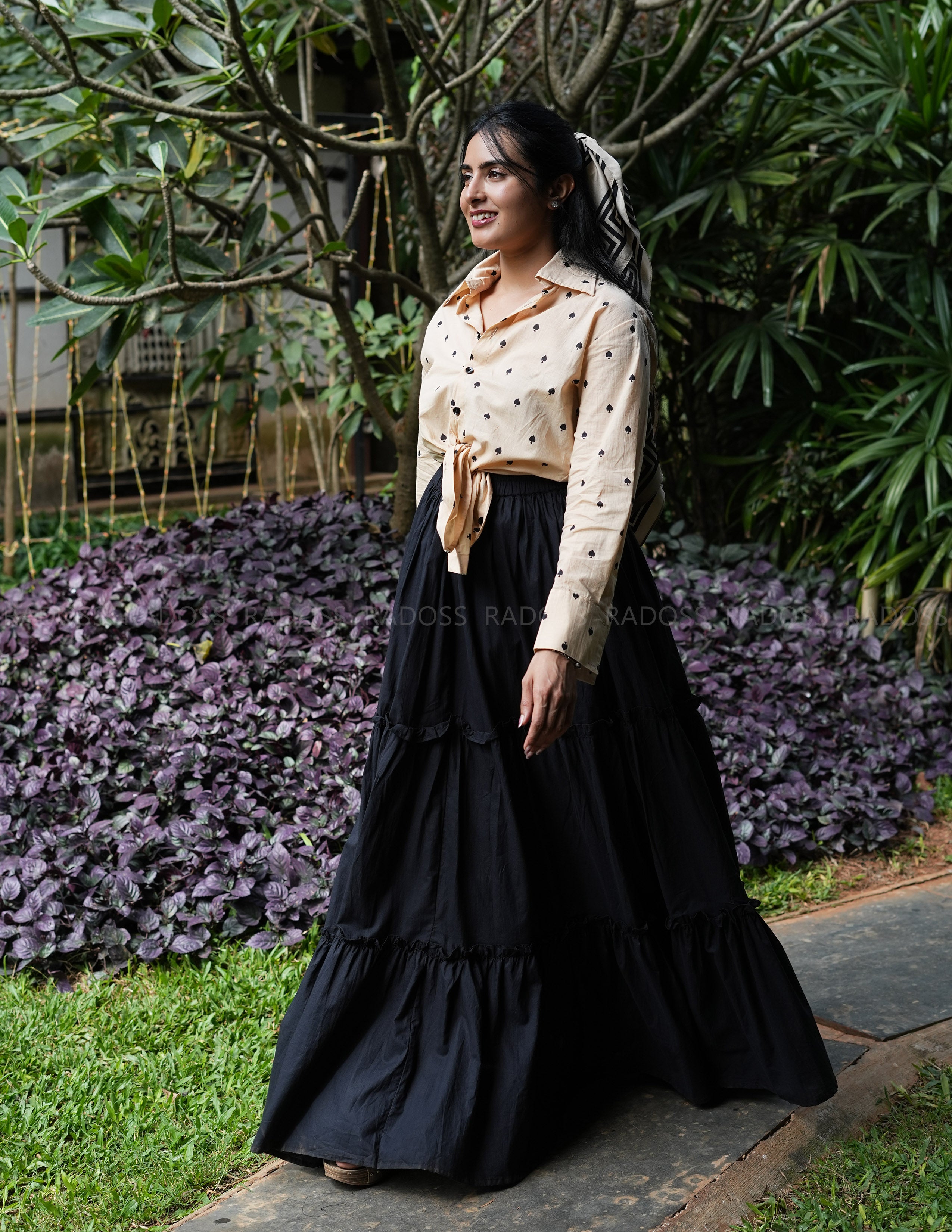 Black 3-Tier Flare Skirt
