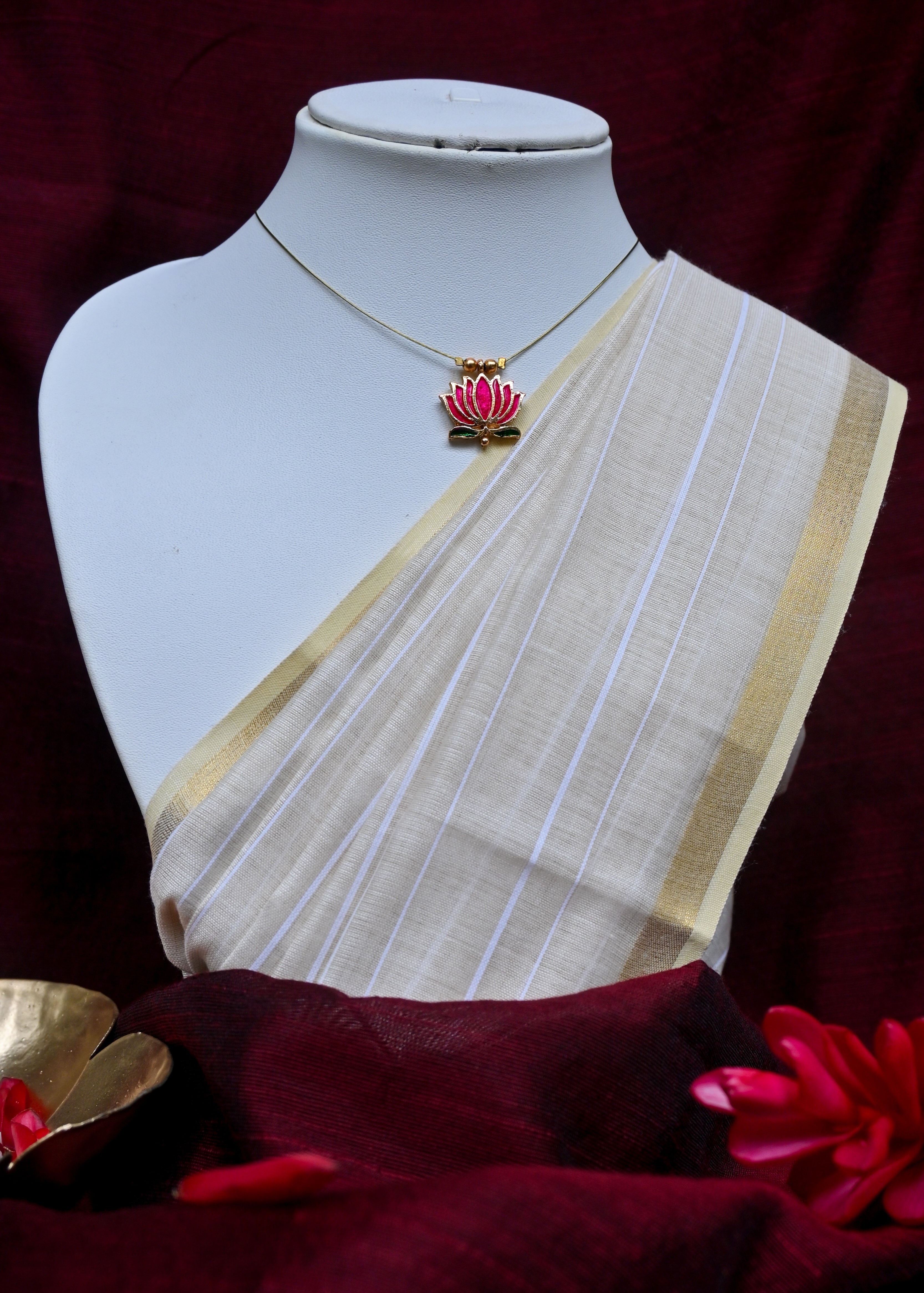 Sahasra - Enamel Lotus Pendant Invisible Chain