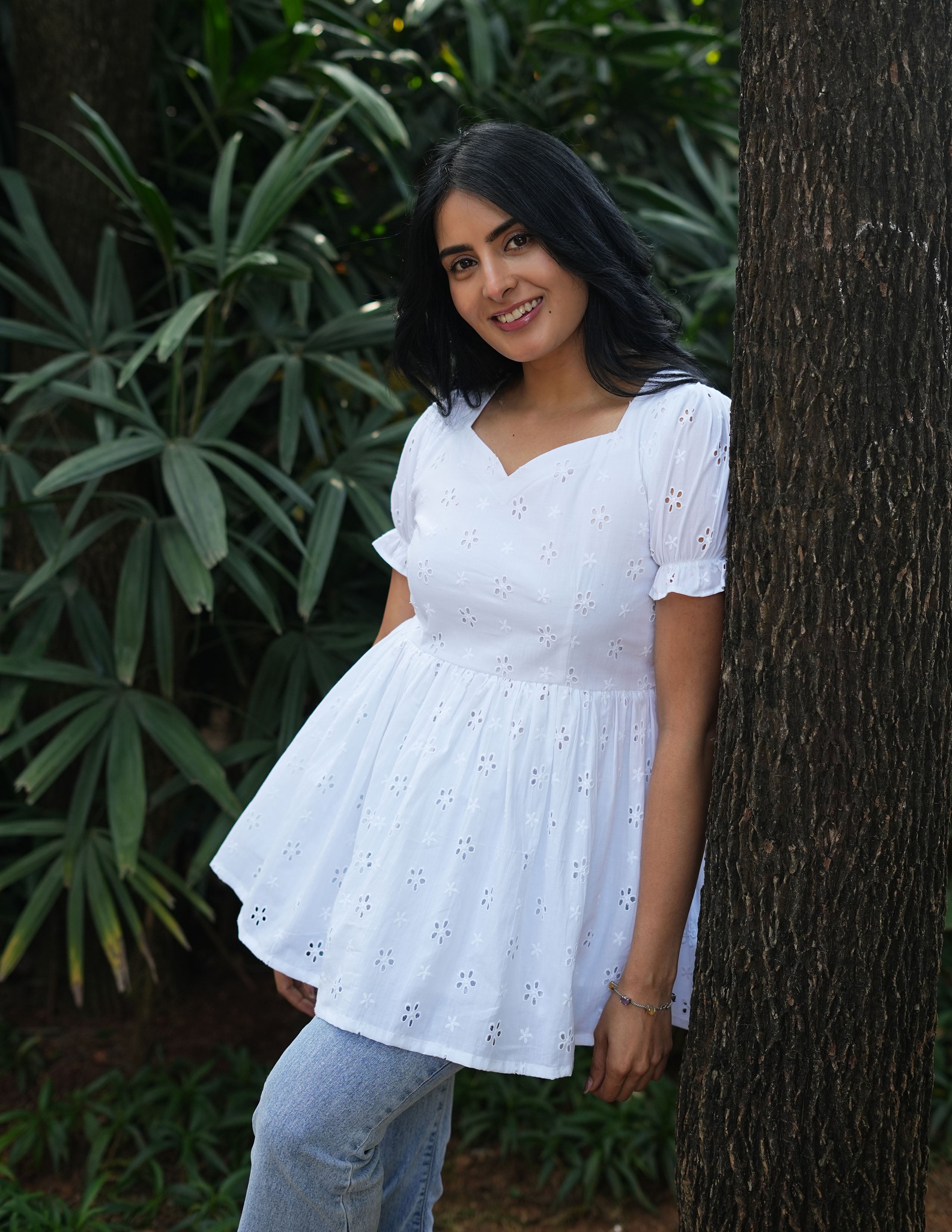 White Hakoba Peplum Top