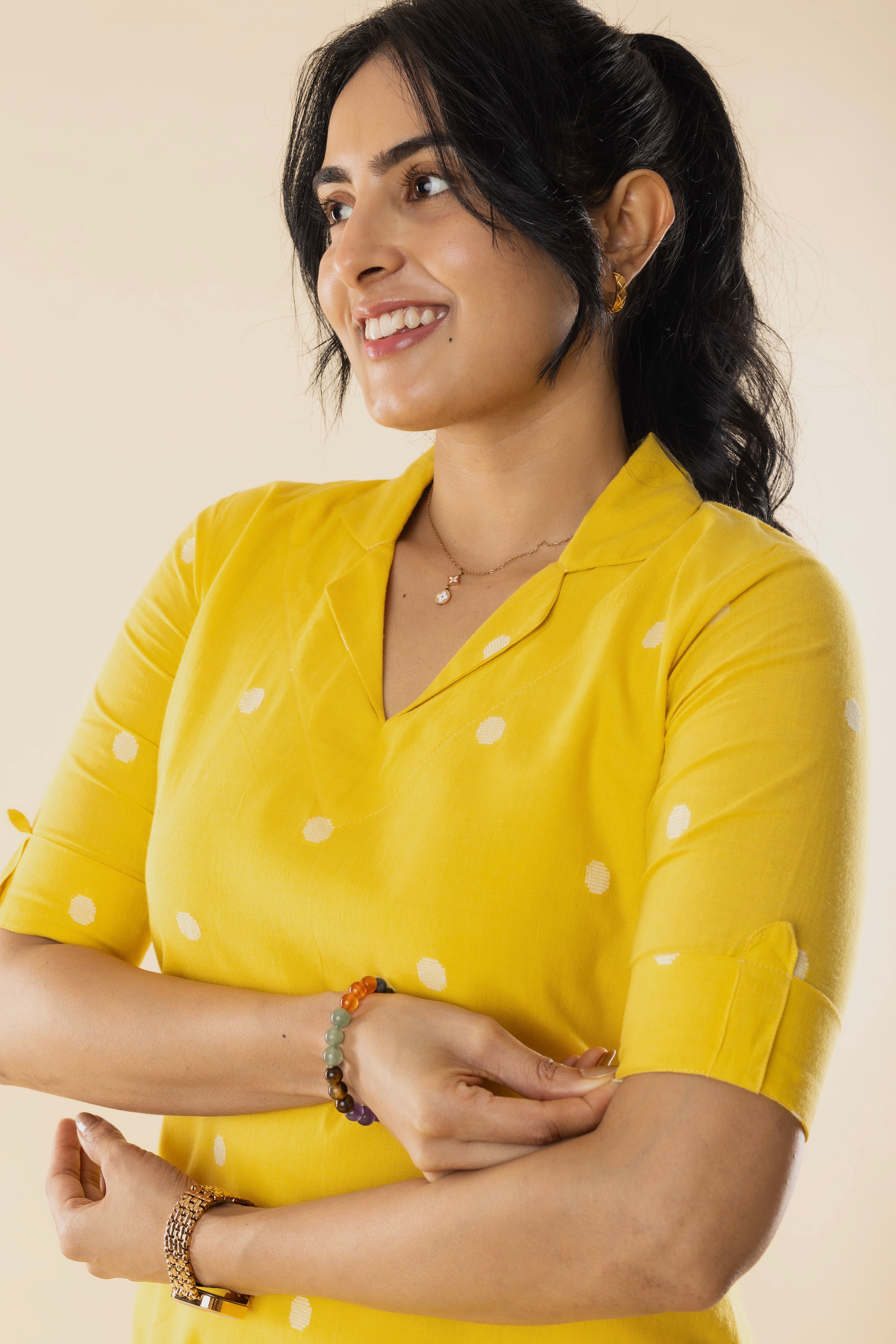 LISA - Yellow Handloom Cotton Kurta Set